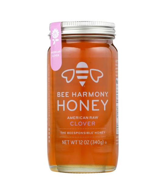 Bee Harmony, US Clover Honey, 12 oz Glass Jar, No Allergens Bee Harmony, US Clover Honey, 12 oz Glass Jar, No Allergens