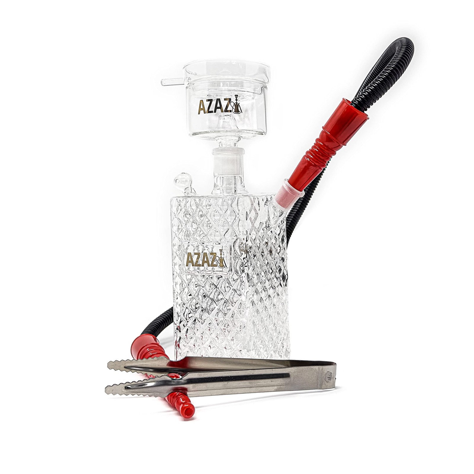 AZAZ Mini Crystal Luxury Portable Glass Hookah Set, Glass Bowl and Downstem, ...