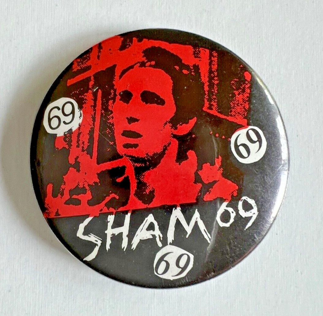 Late 1970s SHAM 69 Black & Red  Pin-back, Vintage Punk Rock Badge England