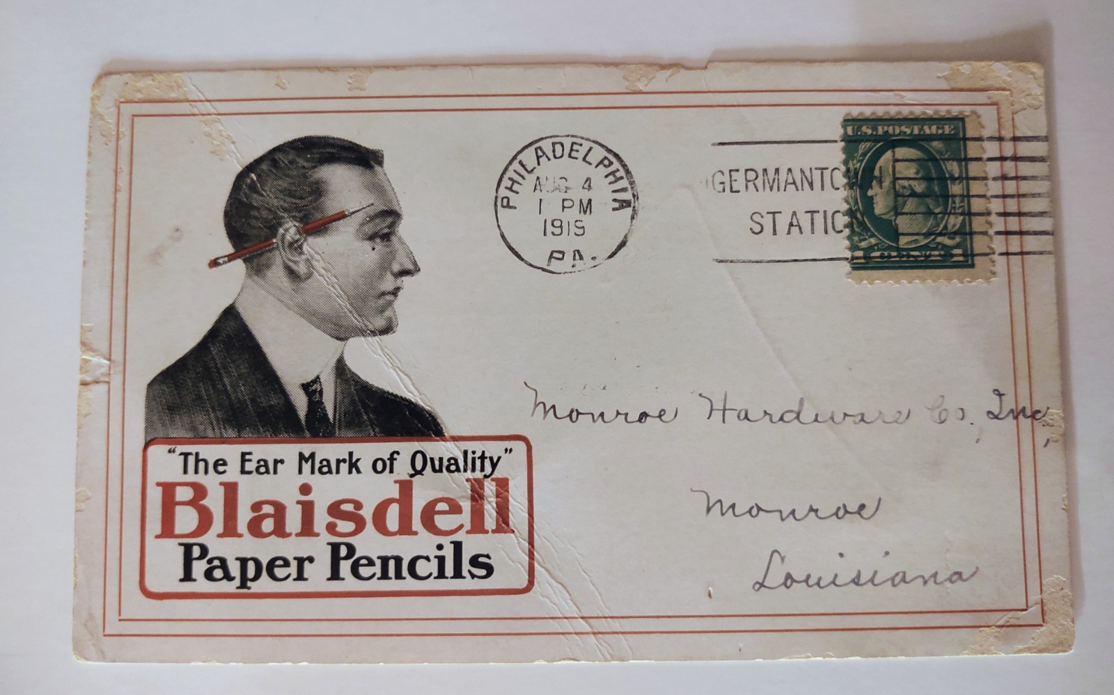 1919 Antique Blaisdell Pencil Advertising Order Postcard Philadelphia 1919 Antique Blaisdell Pencil Advertising Order Postcard Philadelphia