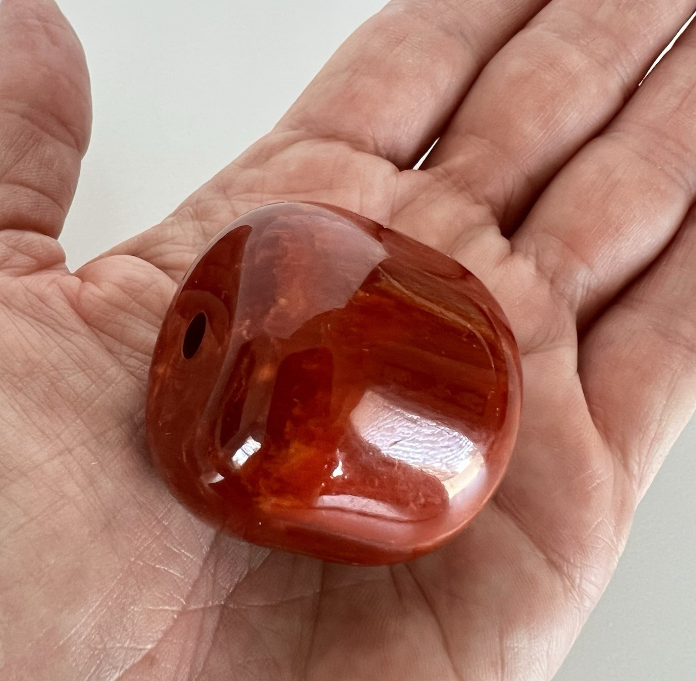 HUGE Bakelite Bead Cherry Amber Color Marbling 41.8 Gram SINGLE BEAD Massive