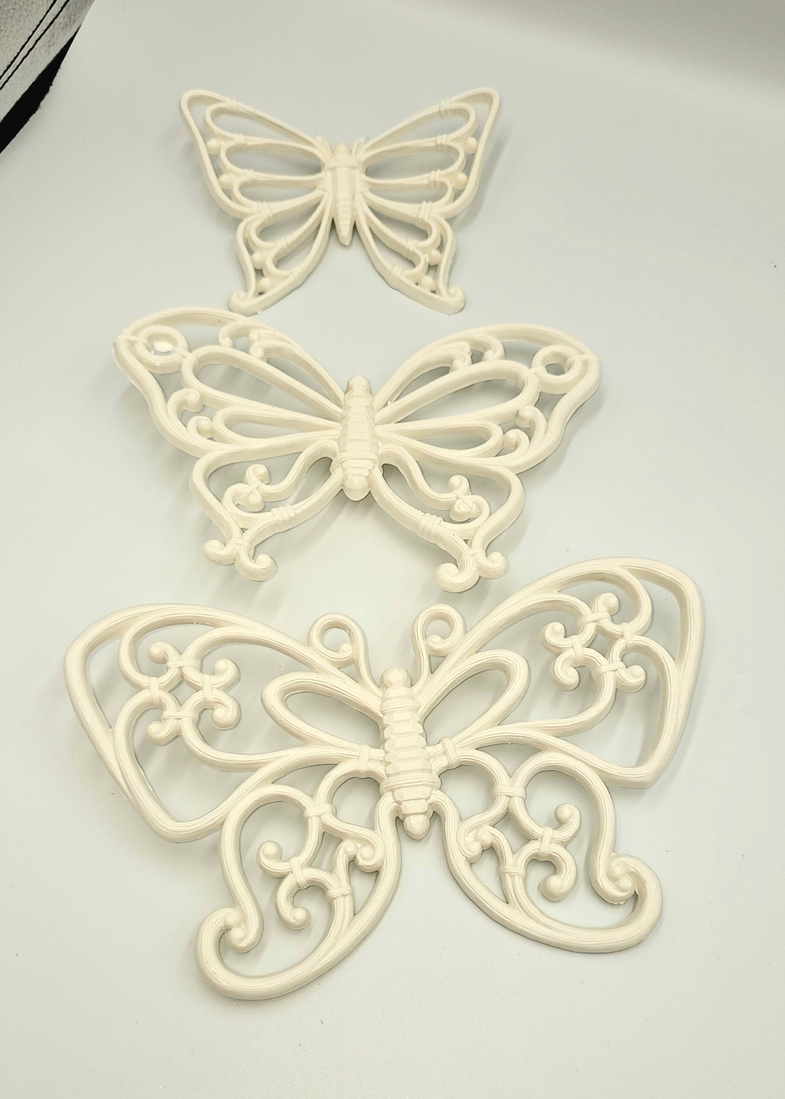 Set Of 3 Vintage Homco Home Interiors White Butterfly Wall Plaques Decor MCM