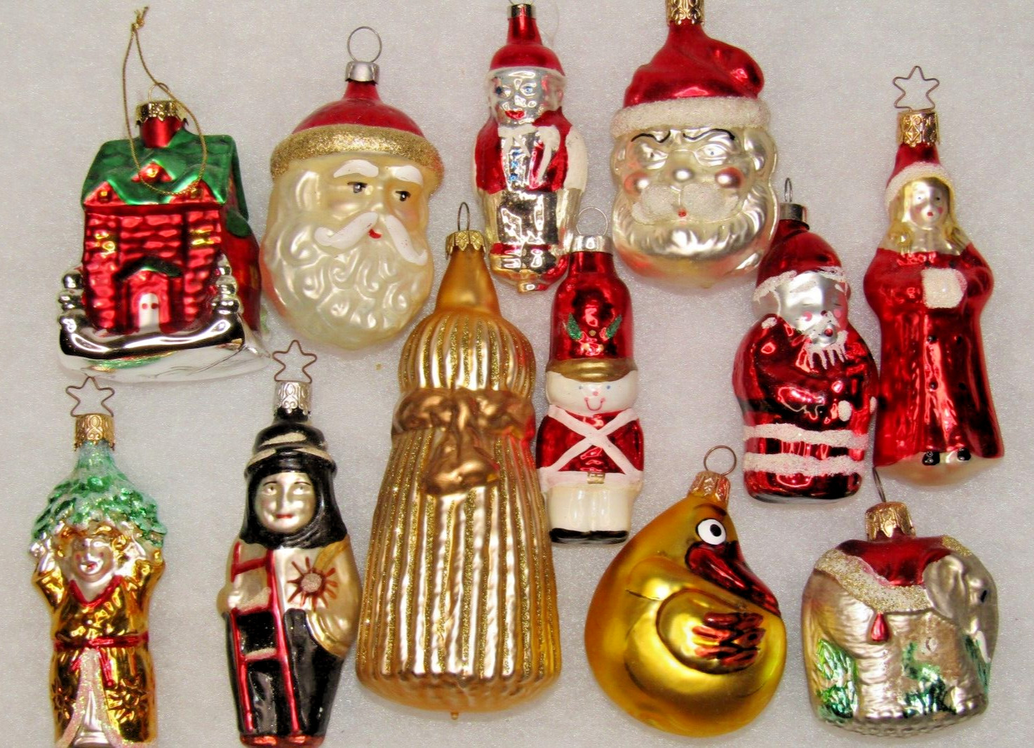 Lot VTG Modern Glass Figurine SANTA ELEPHANT DUCK WIZARD DOLL Christmas Ornament
