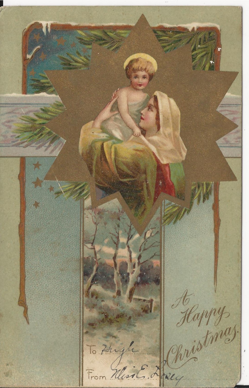 1906 MARY & BABY JESUS FR: MISS E LOSEY INDIANAPOLIS IN INDIANA TO BETHLEHEM PA