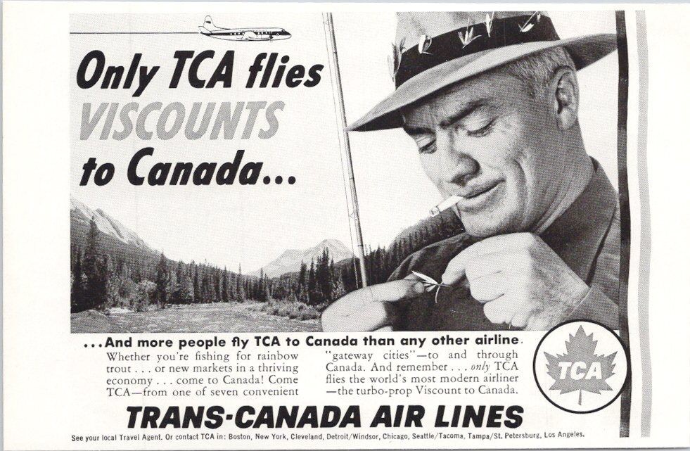 Trans-Canada Air Lines Vintage Print Ad 1958 Black White Canada Trans-Canada Air Lines Vintage Print Ad 1958 Black White Canada