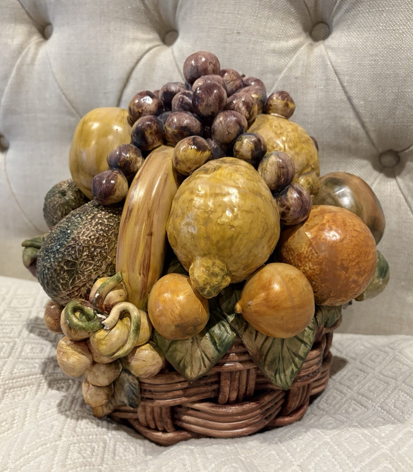 Vintage JMF Vimeiro Alcobaca Extra Large Pottery Fruit Basket Handmade Photos