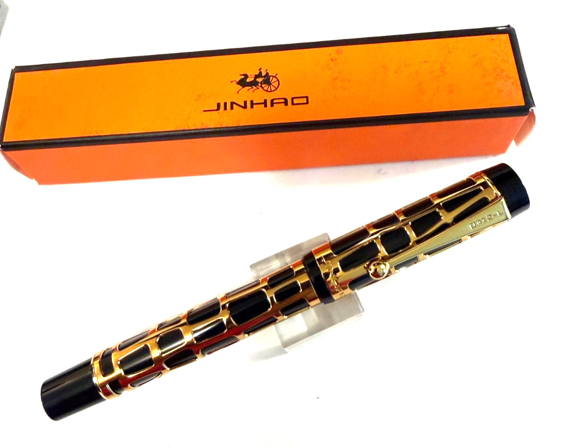 NEW Jinhao Gold overlay  Fountain Pen Gold trim.  FINE smooth gold nib. Gorgeous