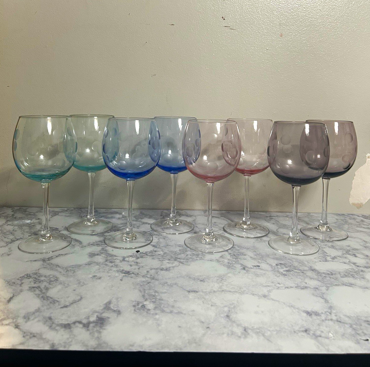 Discontinued Marquis Waterford Crystal Polka Dot Stemmed Wine Glasses Set of 8 Discontinued Marquis Waterford Crystal Polka Dot Stemmed Wine Glasses Set of 8