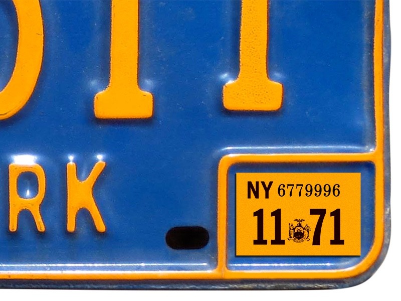 1971 New York Registration, License Plate Sticker, YOM, NY, Tag, DMV