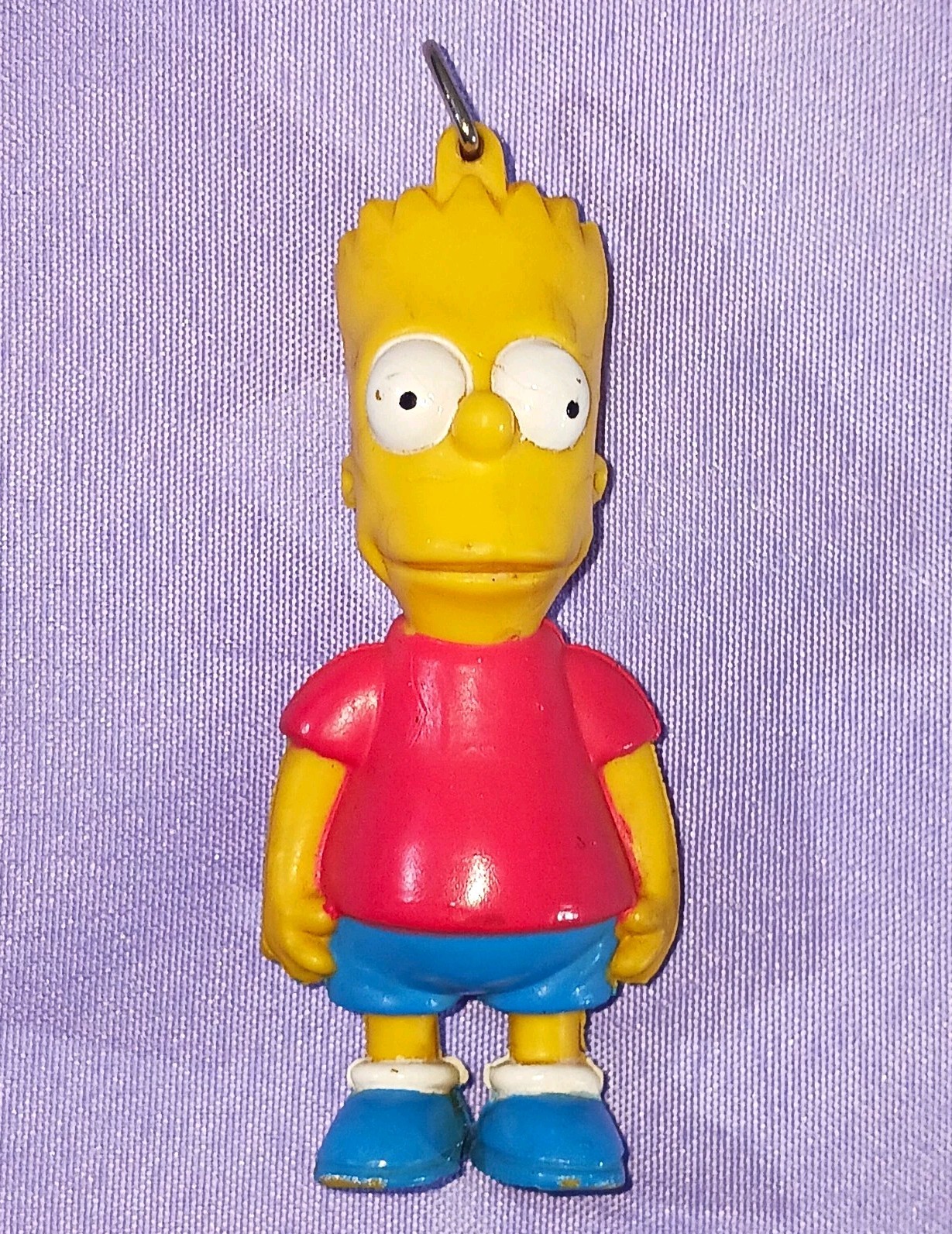 Vintage 1990 Bart Simpson Rubber 3D Figure for Keychain Matt Groening Red Blue