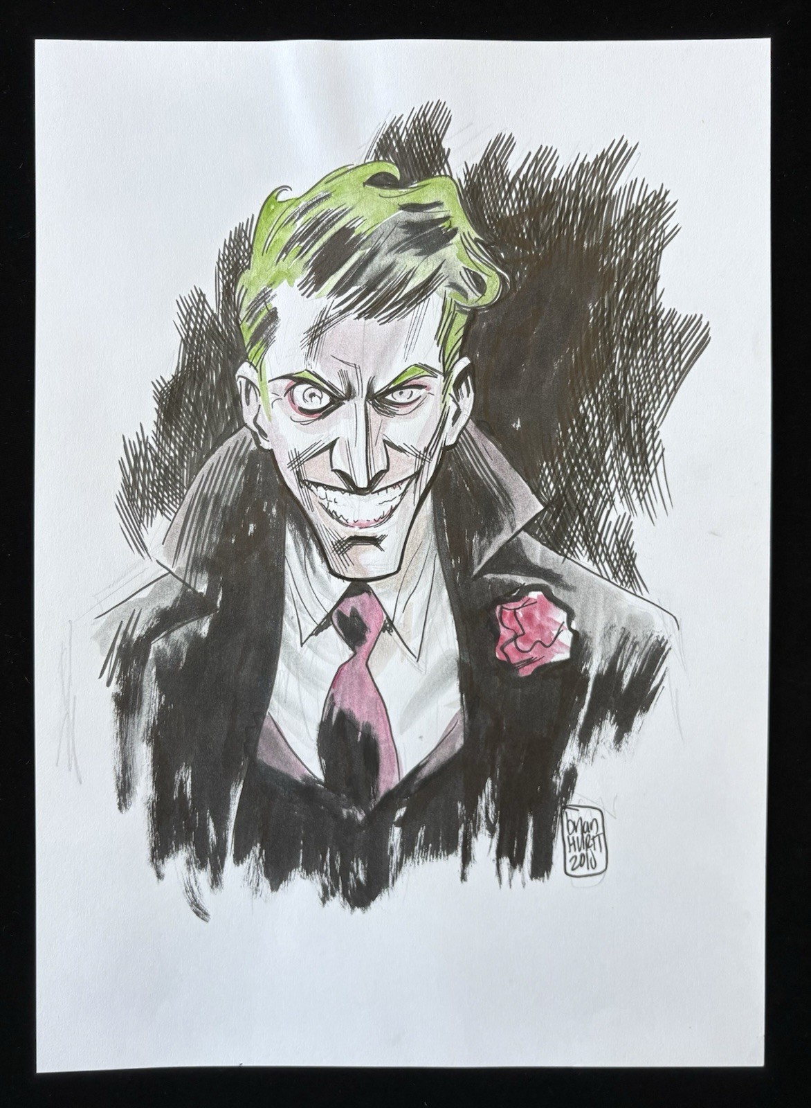 Brian Hurtt Original Art Sketch The Joker Artist from The Sixth Gun 12” X 8 1/2”