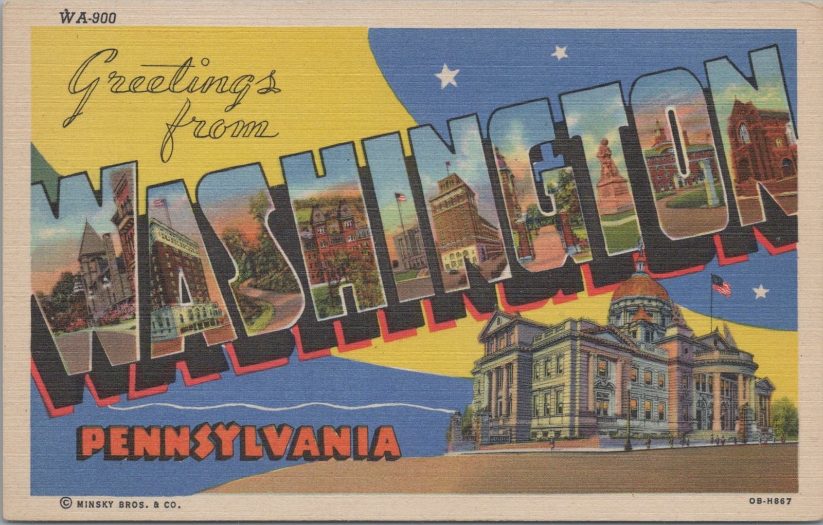 Postcard Large Letters Greetings from Washington Pennsylvania Postcard Large Letters Greetings from Washington Pennsylvania
