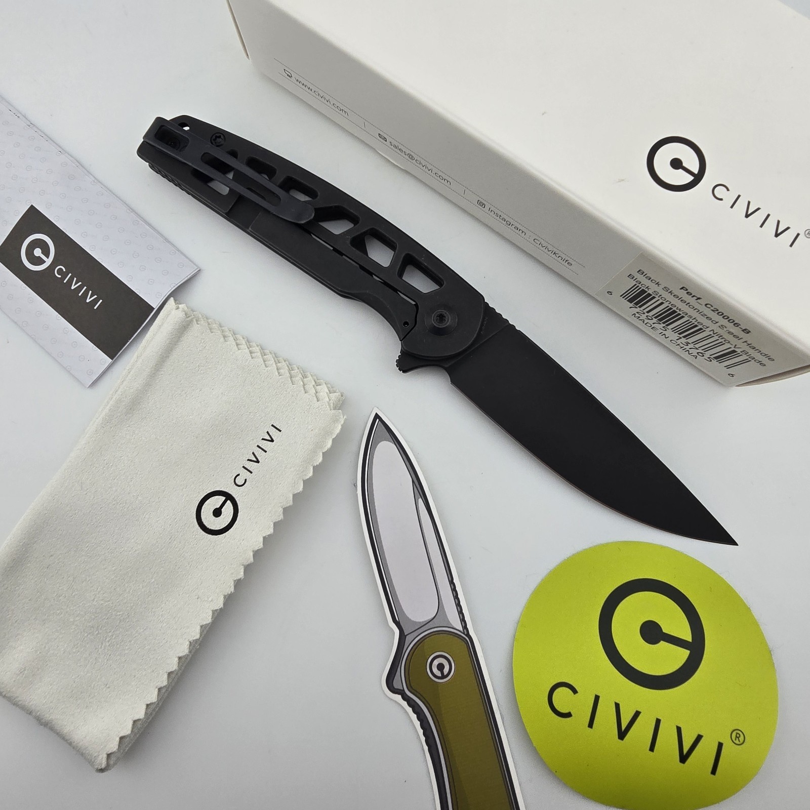 Civivi Perf Folding Knife Drop Point Nitro V Stainless Steel Flipper C20006B