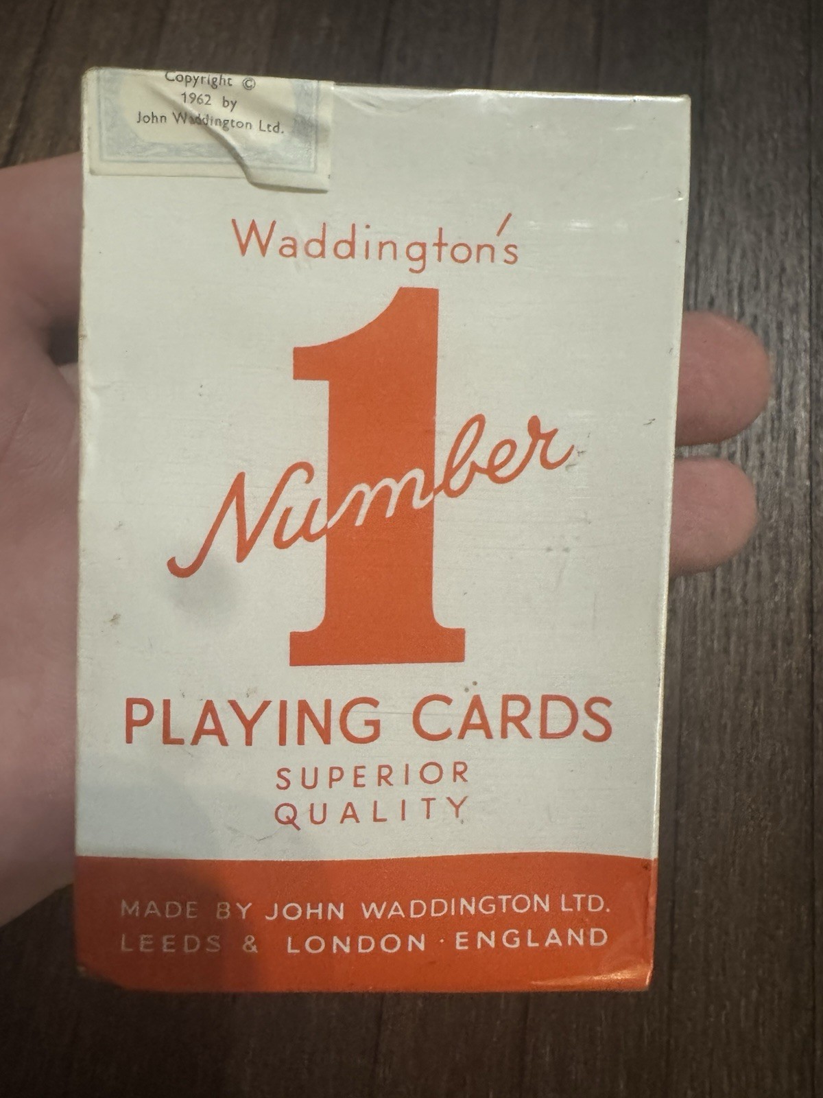 Vintage 1962 Waddington's Number 1 Playing Cards New Sealed Box Made in England Vintage 1962 Waddington's Number 1 Playing Cards New Sealed Box Made in England