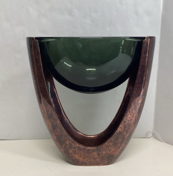 nambe hertiage collection pebble glass on wide stand by Neil Cohen MTO 458 2011