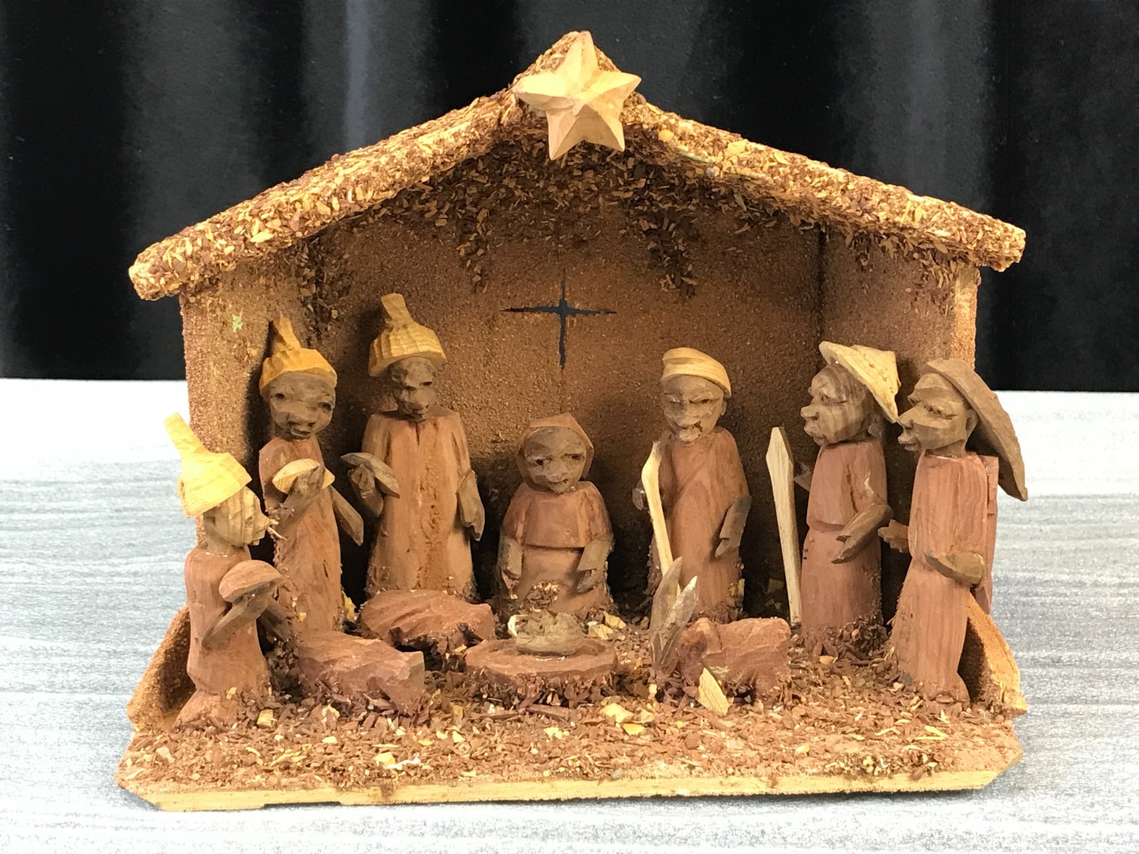 Vintage Handcrafted GHANA African THORNWOOD NATIVITY SCENE Recycled Materials 
