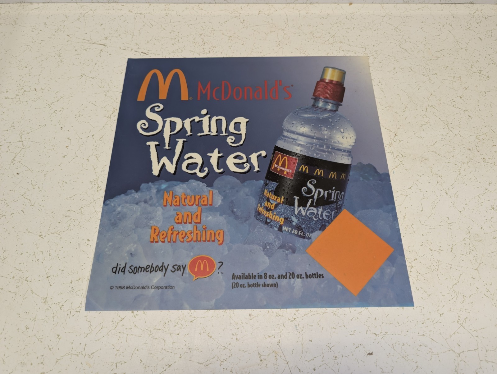 Vintage 1998 McDonalds Spring Water Translite Sign Poster Did Somebody Say Menu