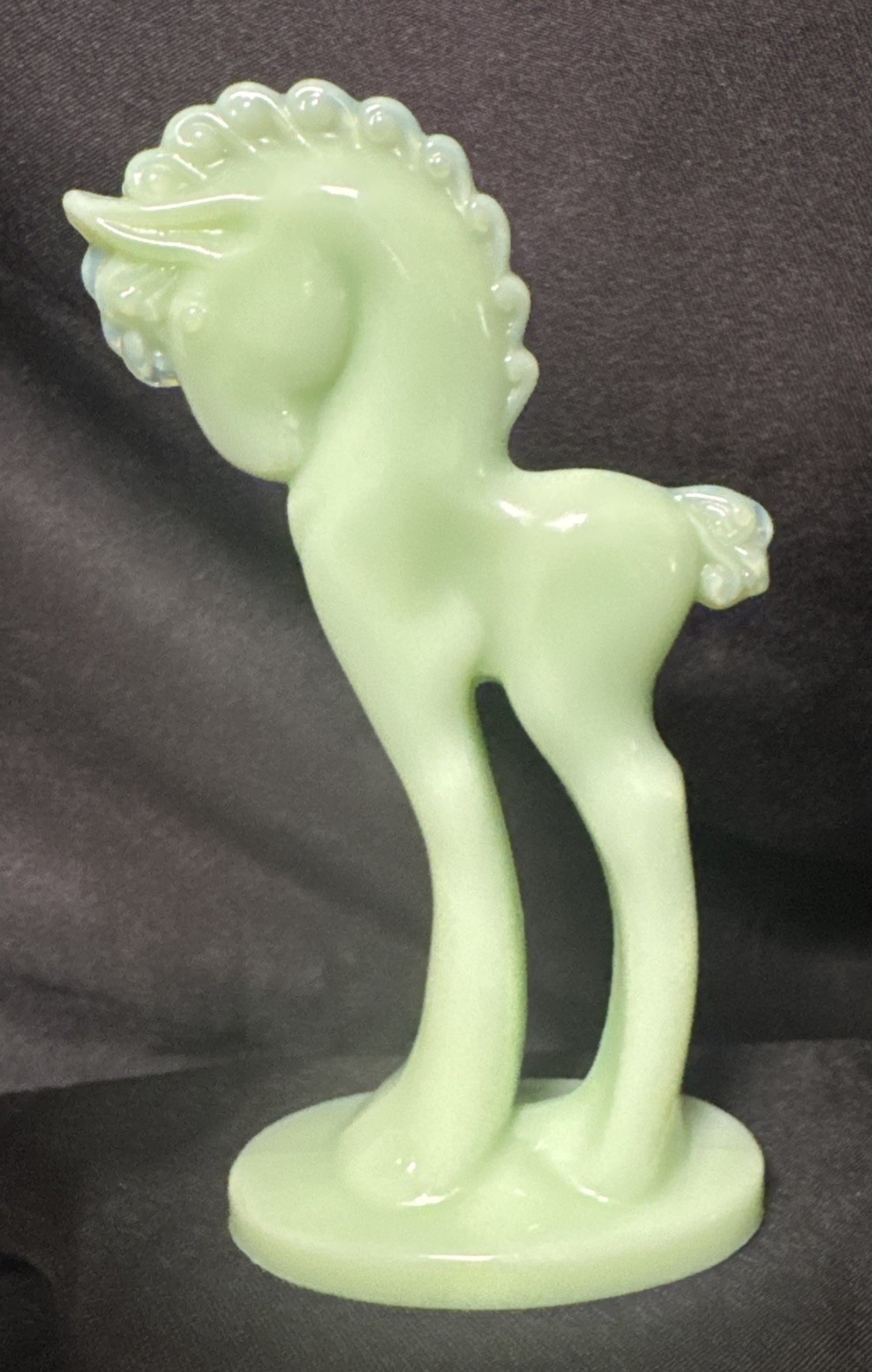 Vintage Mosser Jadite Glass Trojan Horse Figurine Circa 1960-70s Gorgeous