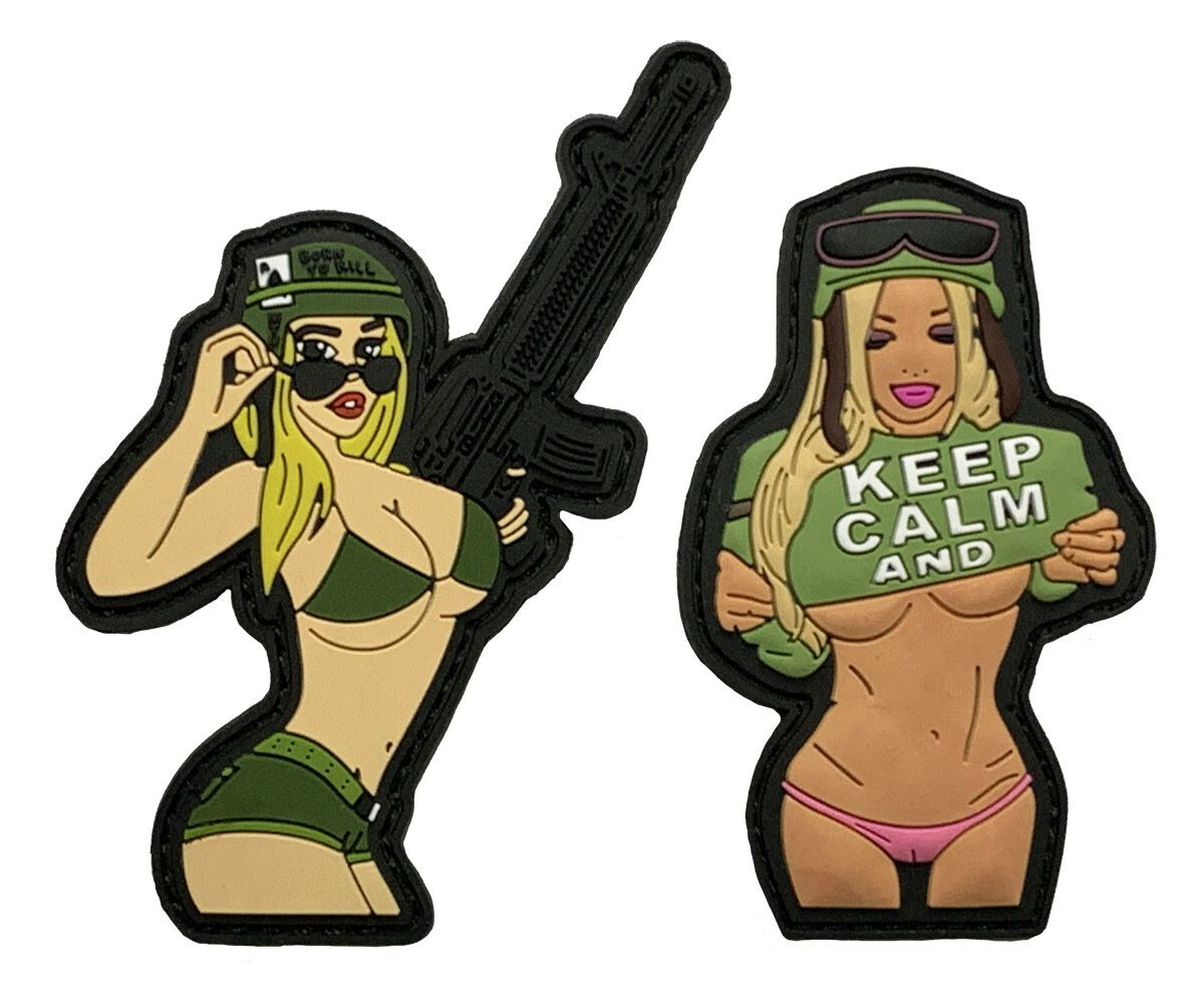 Pin up Girls Keep Calm Patch (2PC Bundle - 3D-PVC- Hook Fastener)