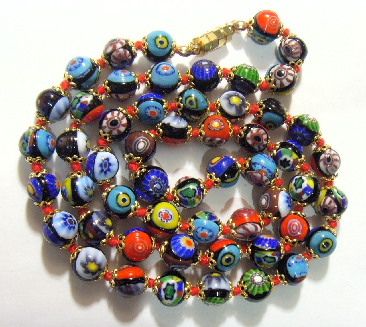 vintage Italian Murano glass chevron evil protect beads 24 inch necklace 55219 vintage Italian Murano glass chevron evil protect beads 24 inch necklace 55219
