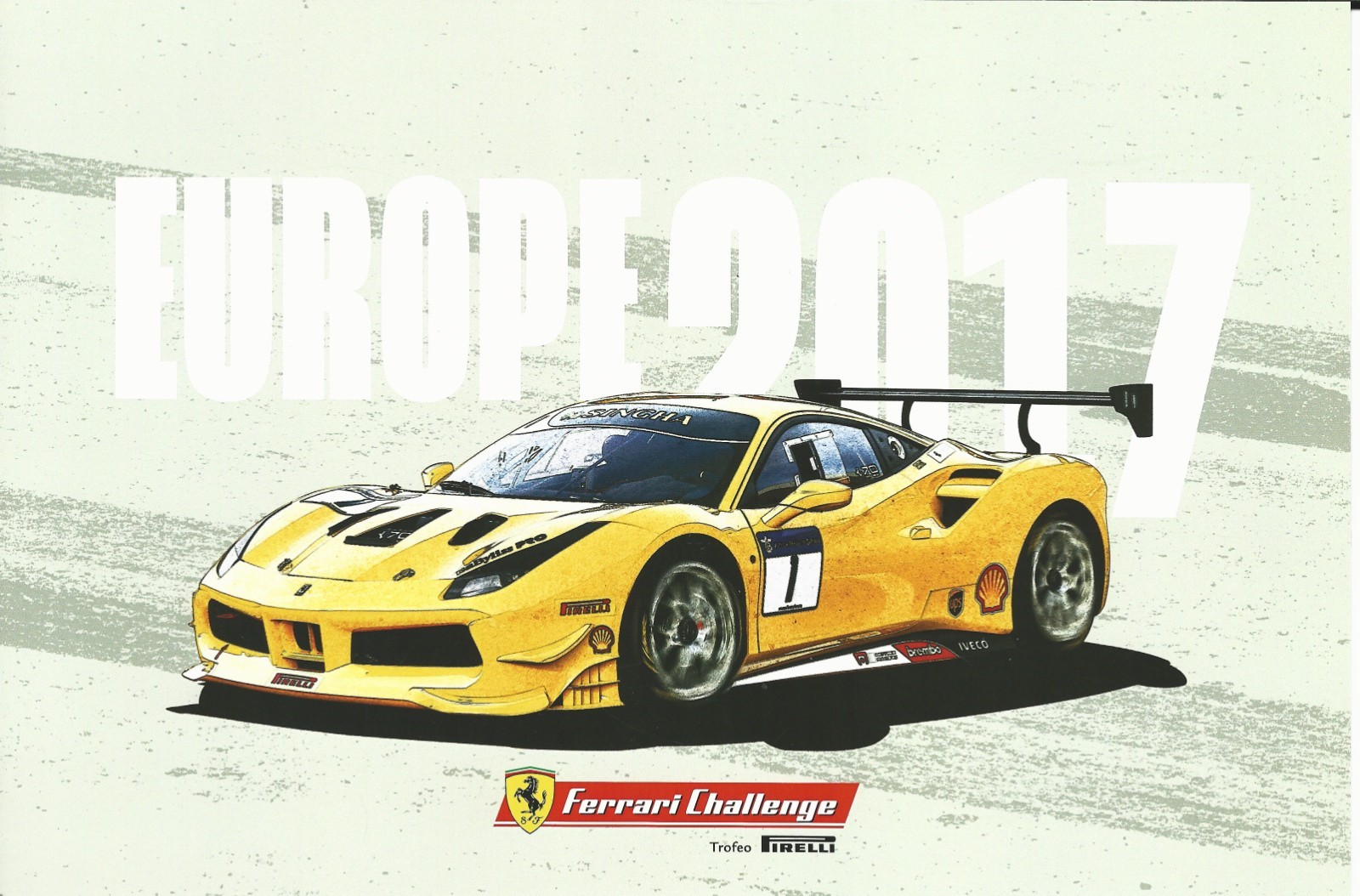FERRARI CHALLENGE 2017 TROFEO PIRELLI Cm. 27 x 18 OFFICIAL PRINT ON CARDBOARD