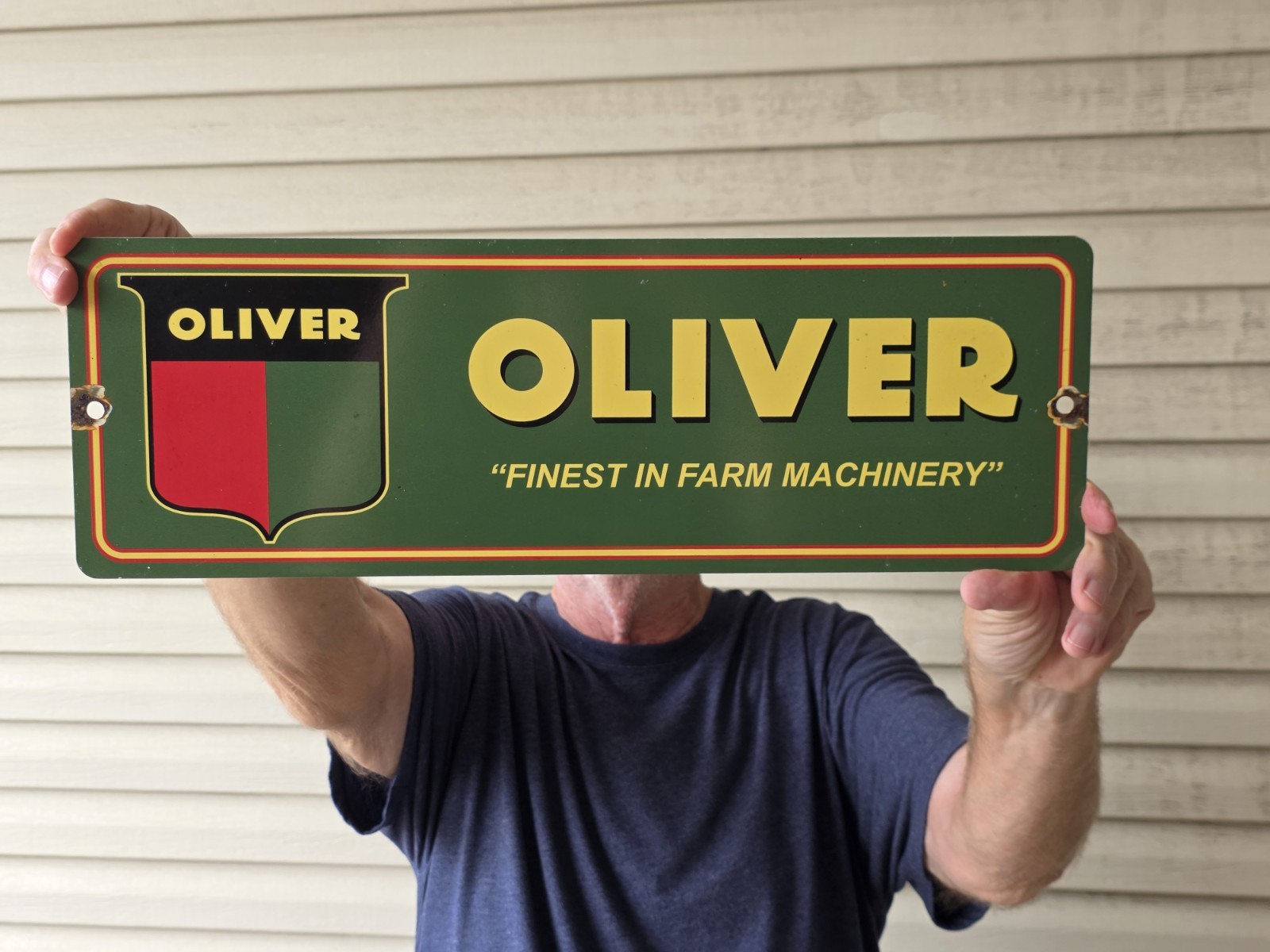 VINTAGE OLIVER 'FINEST IN FARM MACHINERY' FARM EQUIPMENT PORCELAIN SIGN 18 VINTAGE OLIVER 'FINEST IN FARM MACHINERY' FARM EQUIPMENT PORCELAIN SIGN 18