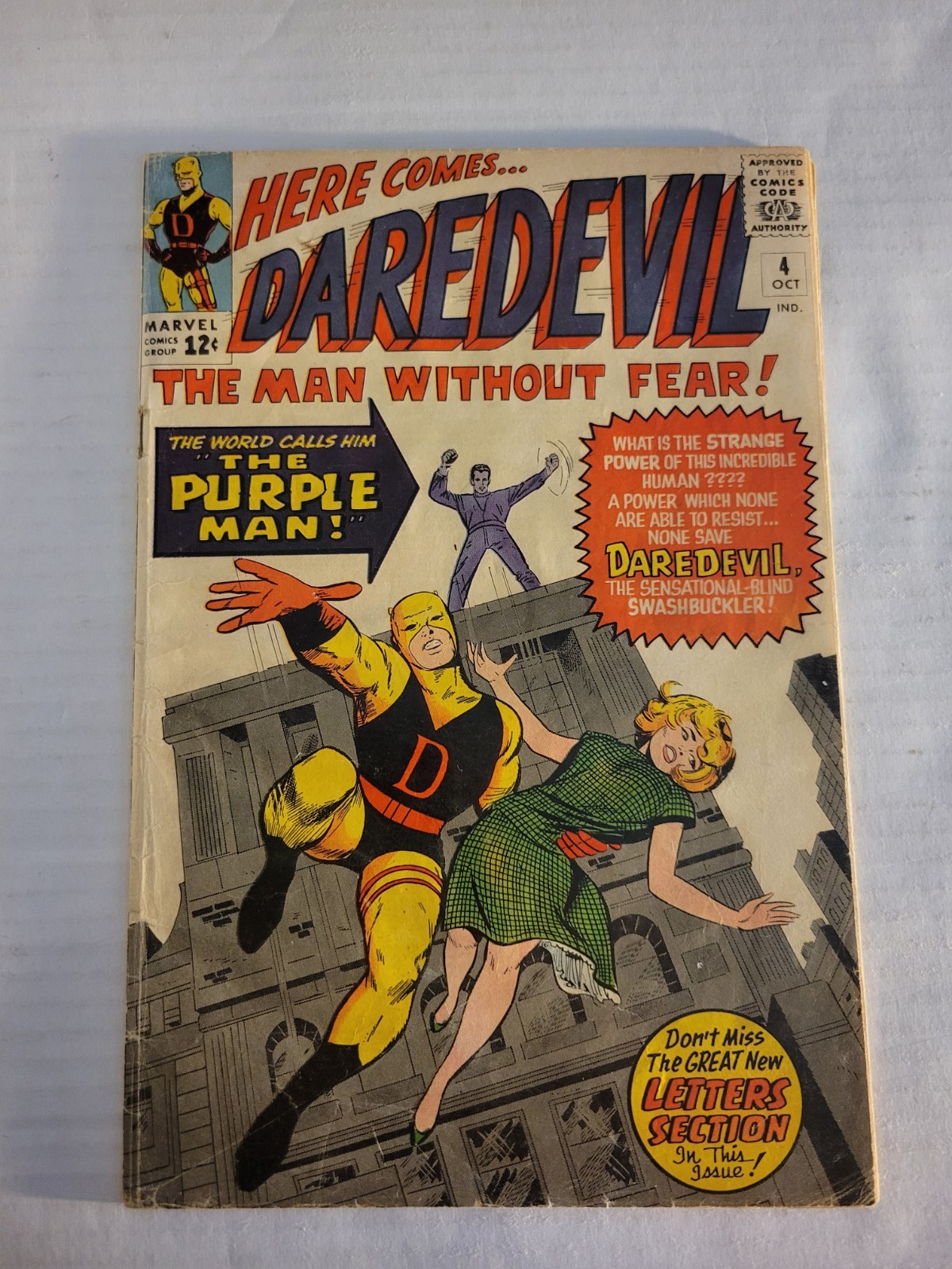 Daredevil #4 1st Purple Man appearance Origin Marvel 1964 Stan Lee Jack Kirby Daredevil #4 1st Purple Man appearance Origin Marvel 1964 Stan Lee Jack Kirby