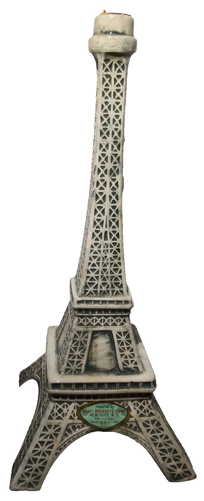 Vintage Barsottini Certaldo Italia Ceramic Eiffel Tower Decanter 1968 Damaged Vintage Barsottini Certaldo Italia Ceramic Eiffel Tower Decanter 1968 Damaged