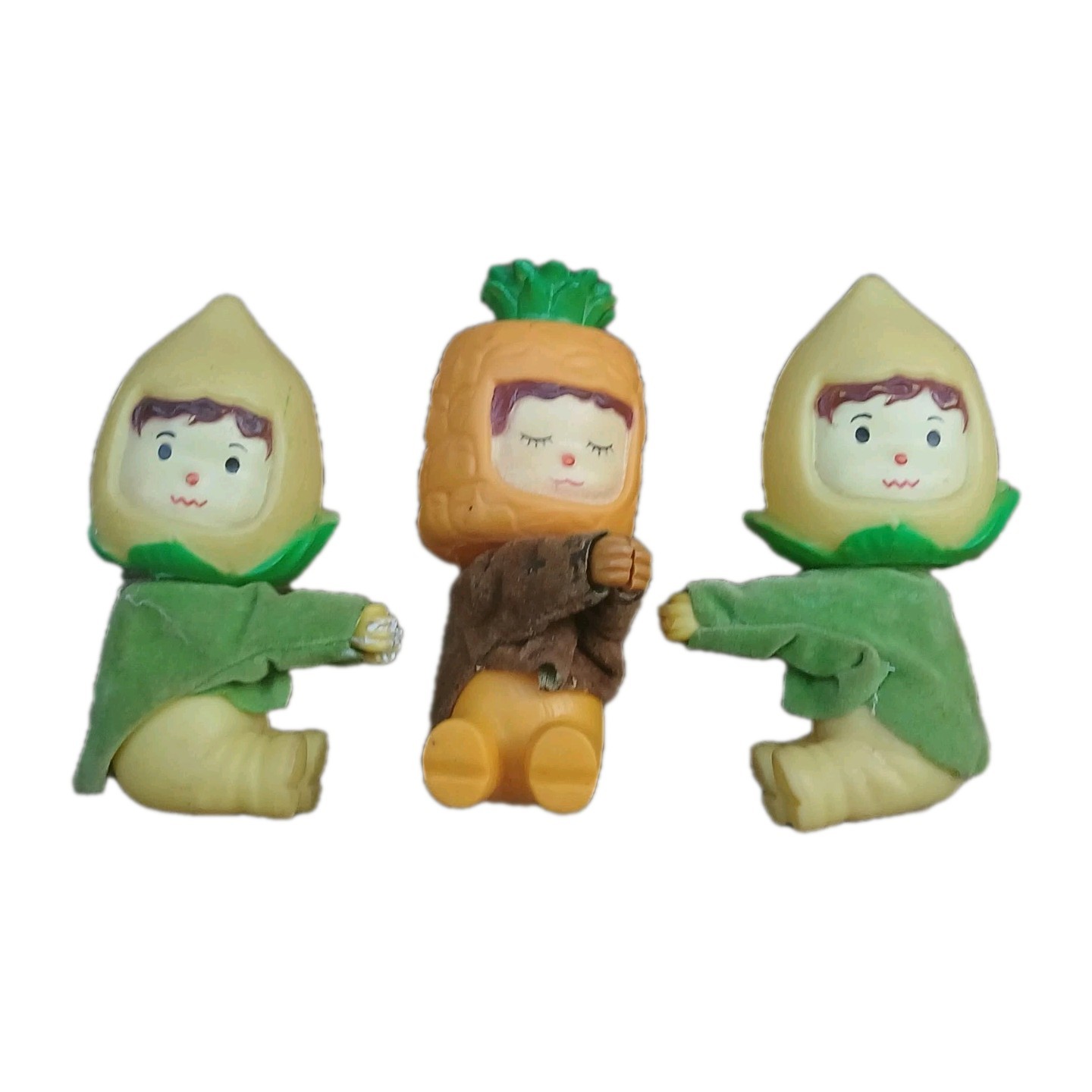 (3) VTG 1960 Cutie Fruitee Fruit Pineapple Lemon Clip On Pencil Bag Hugger Japan