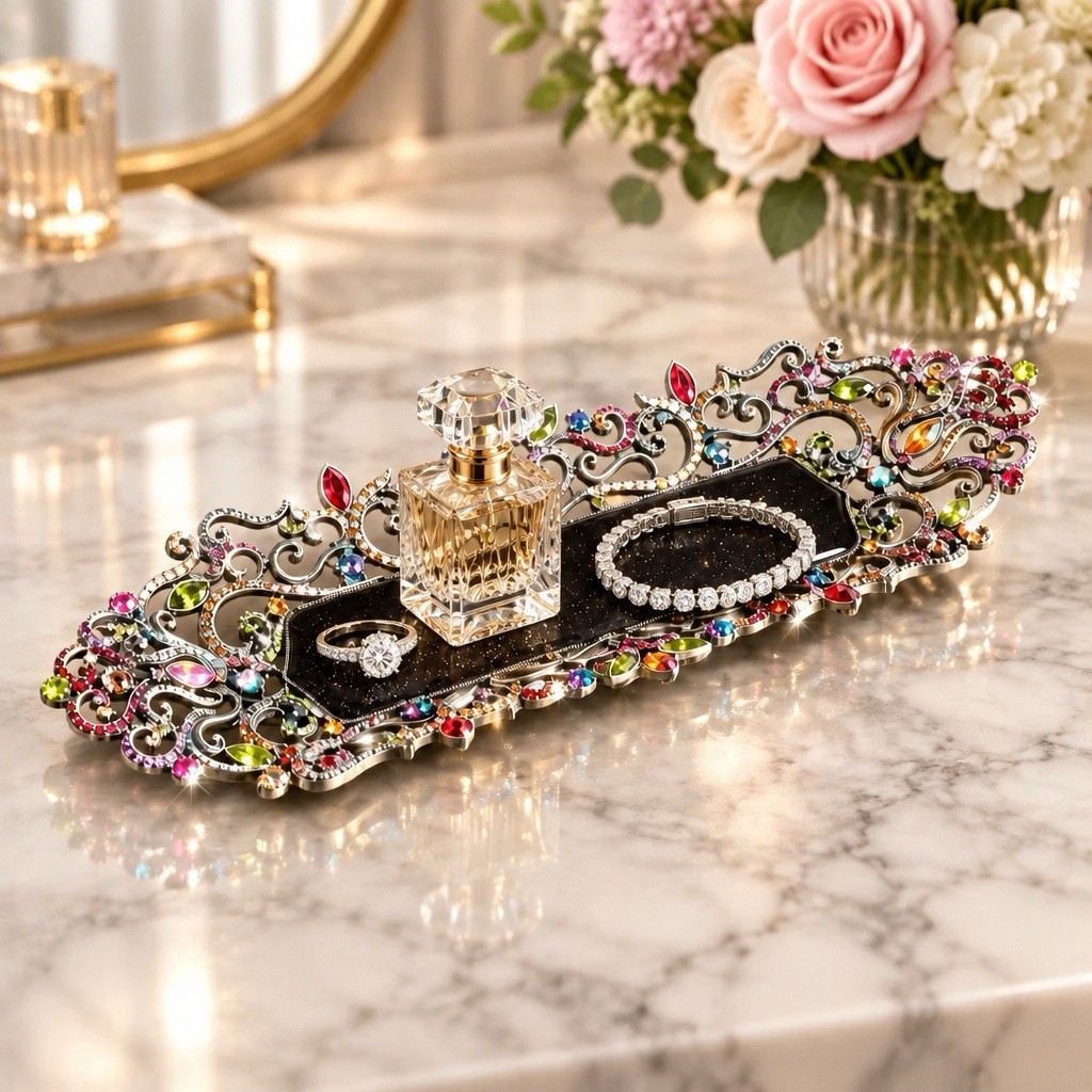Jay Strongwater Heritage Collection Jeweled Vanity Tray Swarovski Crystals MIB Jay Strongwater Heritage Collection Jeweled Vanity Tray Swarovski Crystals MIB