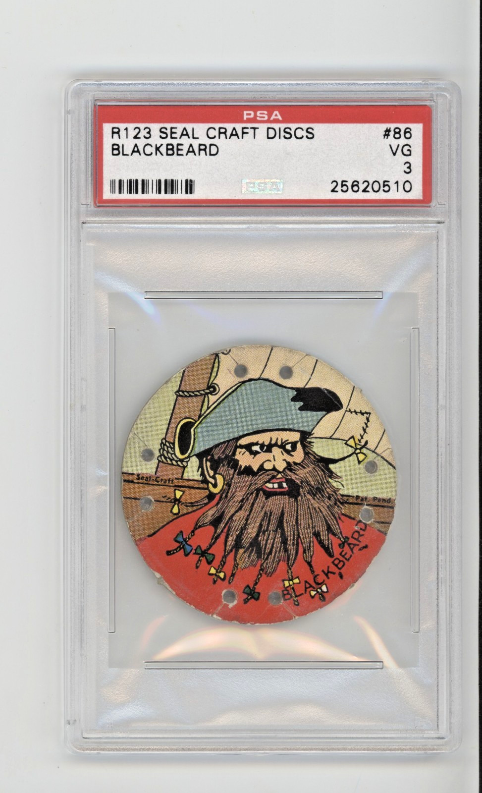 1930's R123 Seal Craft Discs Pirate Blackbeard Edward Teach Dietz Gum PSA VG 3 1930's R123 Seal Craft Discs Pirate Blackbeard Edward Teach Dietz Gum PSA VG 3