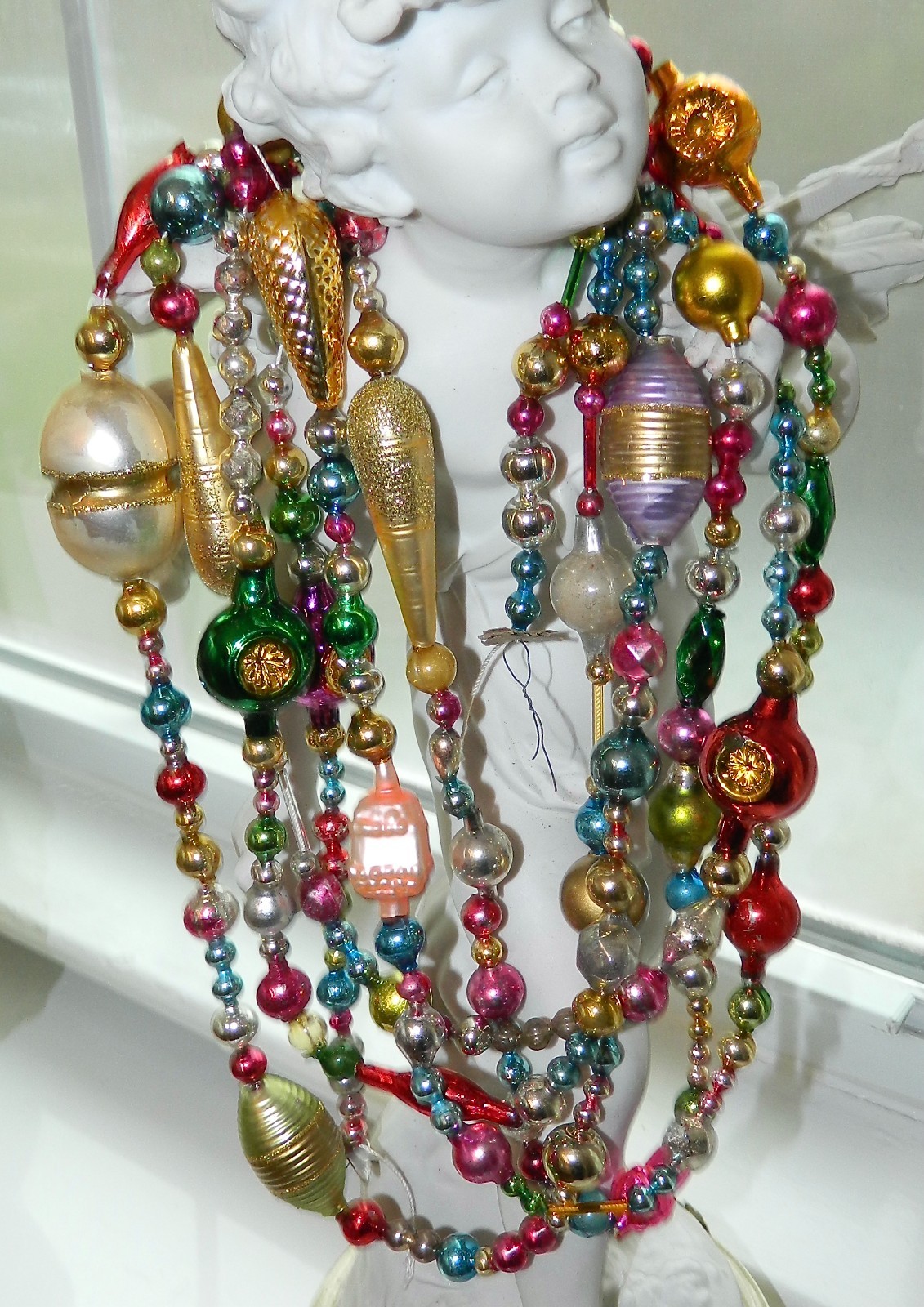 Vintage CZECH & Antique MERCURY GLASS Christmas BEAD Garland ORNAMENT 11 FT Vintage CZECH & Antique MERCURY GLASS Christmas BEAD Garland ORNAMENT 11 FT