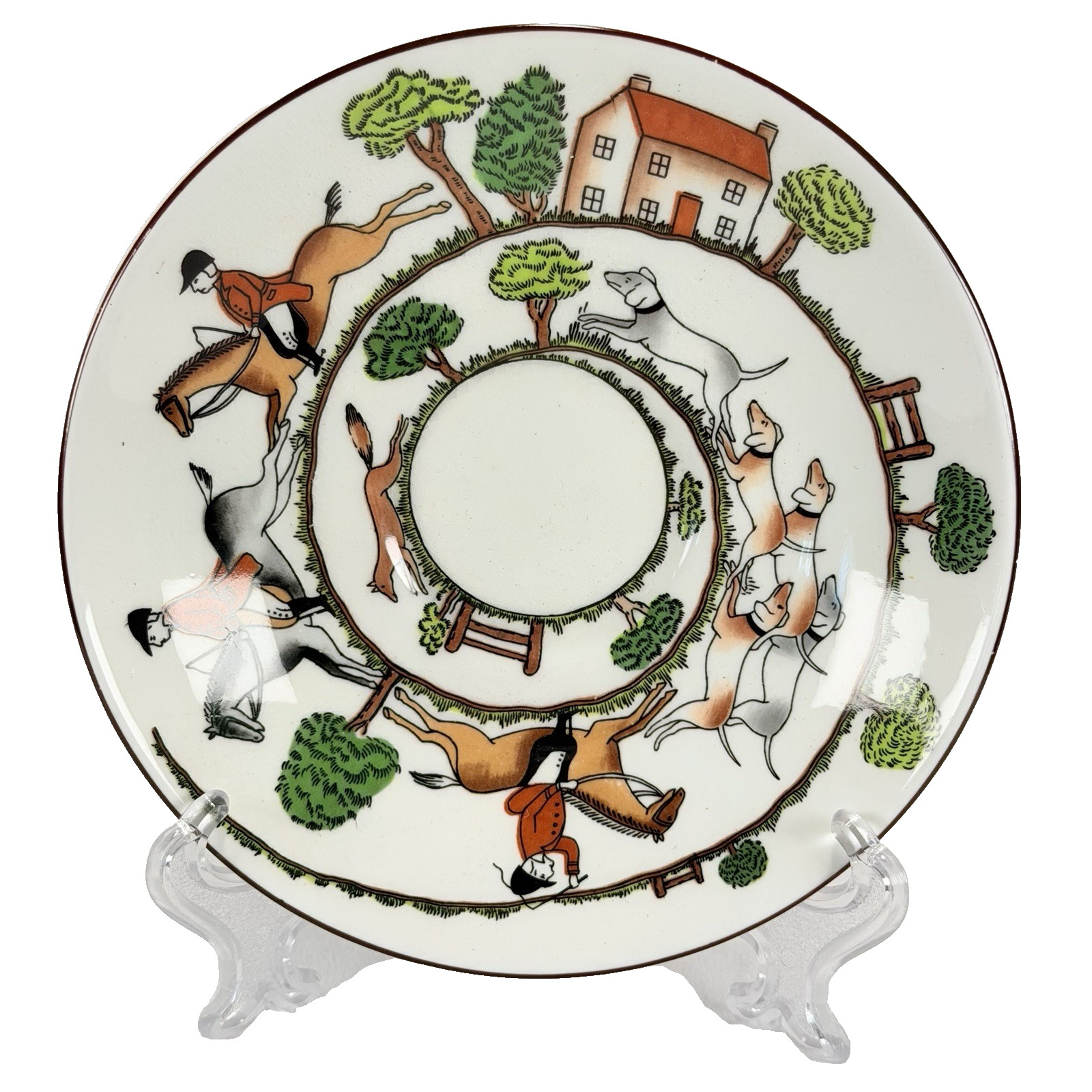 Crown Staffordshire Hunting Scene Made in England Crown Staffordshire Hunting Scene Made in England
