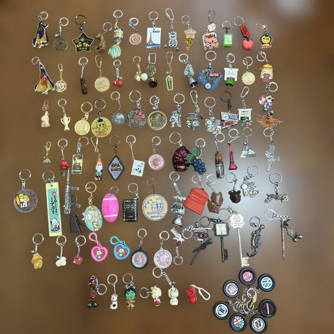 Huge Lot of 90 Vintage Japanese Souvenir Keychains Assorted Local Gotochi Retro