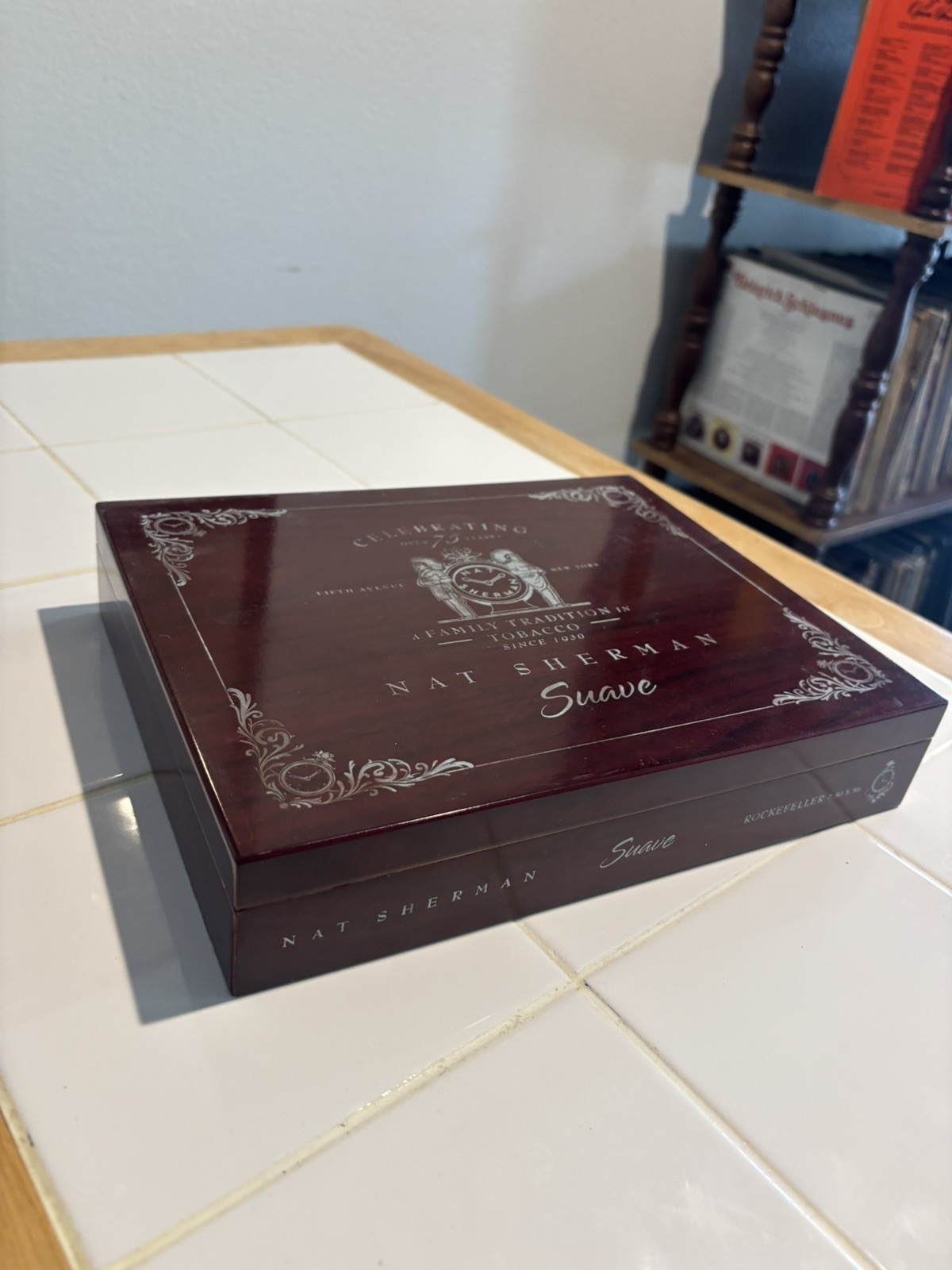 Nat Sherman Suave Harriman 6x50 Cigar Box Cherry Wood Nat Sherman Suave Harriman 6x50 Cigar Box Cherry Wood