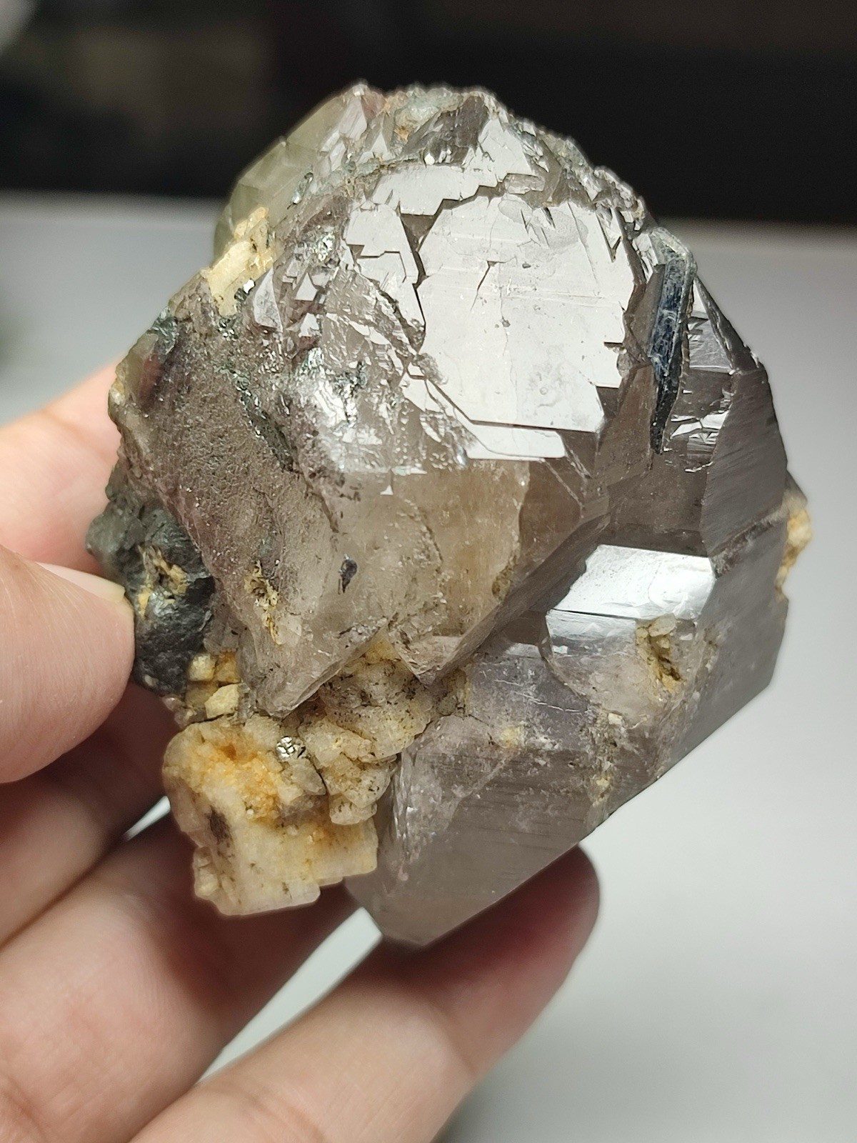 Hematite Included Gwindel Like Smoky Quartz Crystal Having Unique Growth, Zagi.
