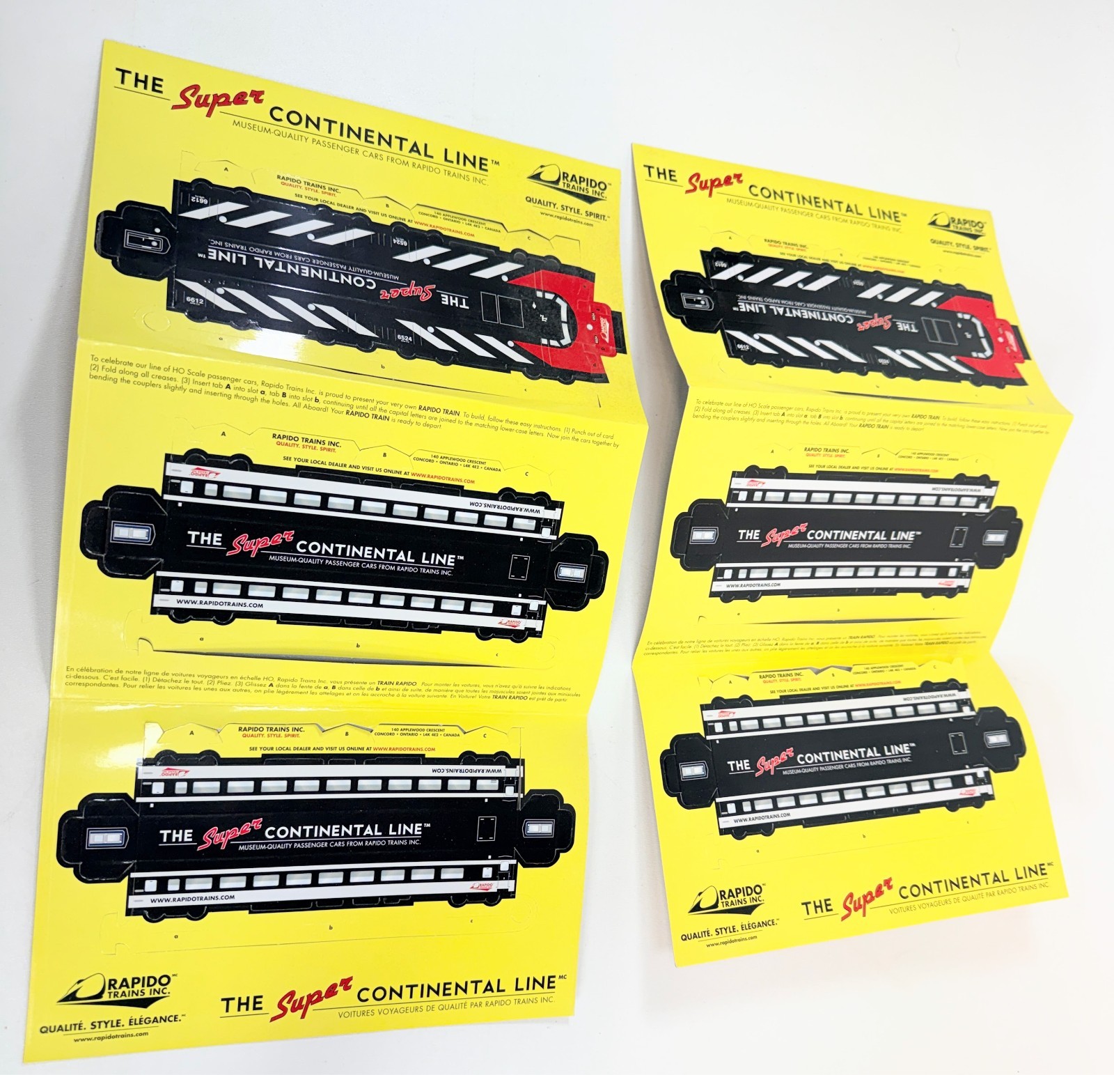 2 Punch Out Paper Model~Rapido Trains~The Super Continental Line~Engine & 2 Cars