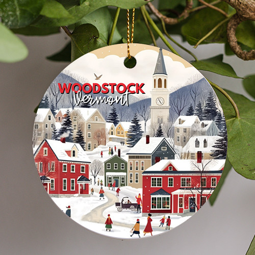 Woodstock Vermont Christmas Ornament, Handmade Ornament, Travel Ornament Gift Woodstock Vermont Christmas Ornament, Handmade Ornament, Travel Ornament Gift