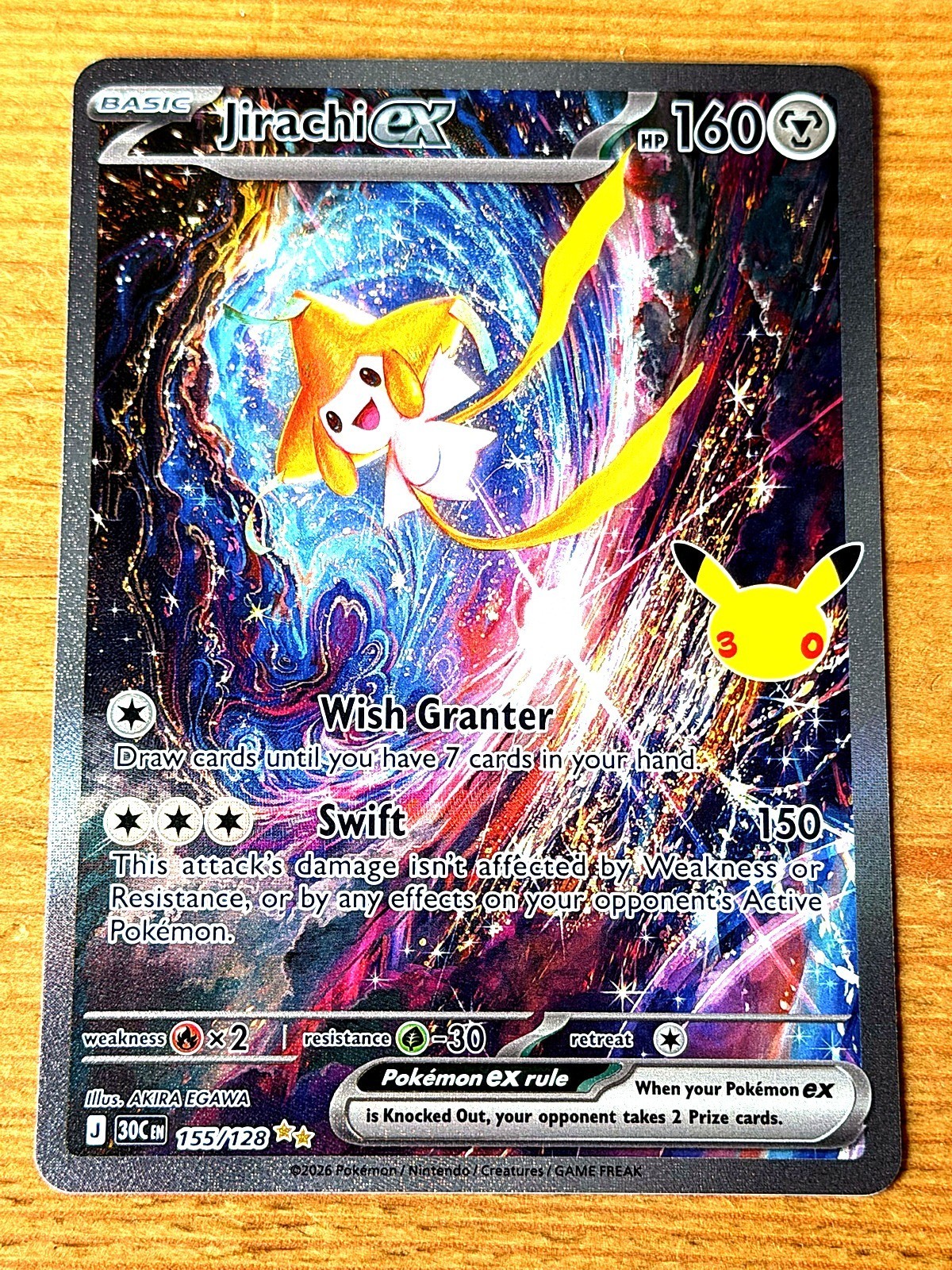 Pokémon TCG Jirachi ex 155/128 Special Illustration Rare 30th Celebration NM