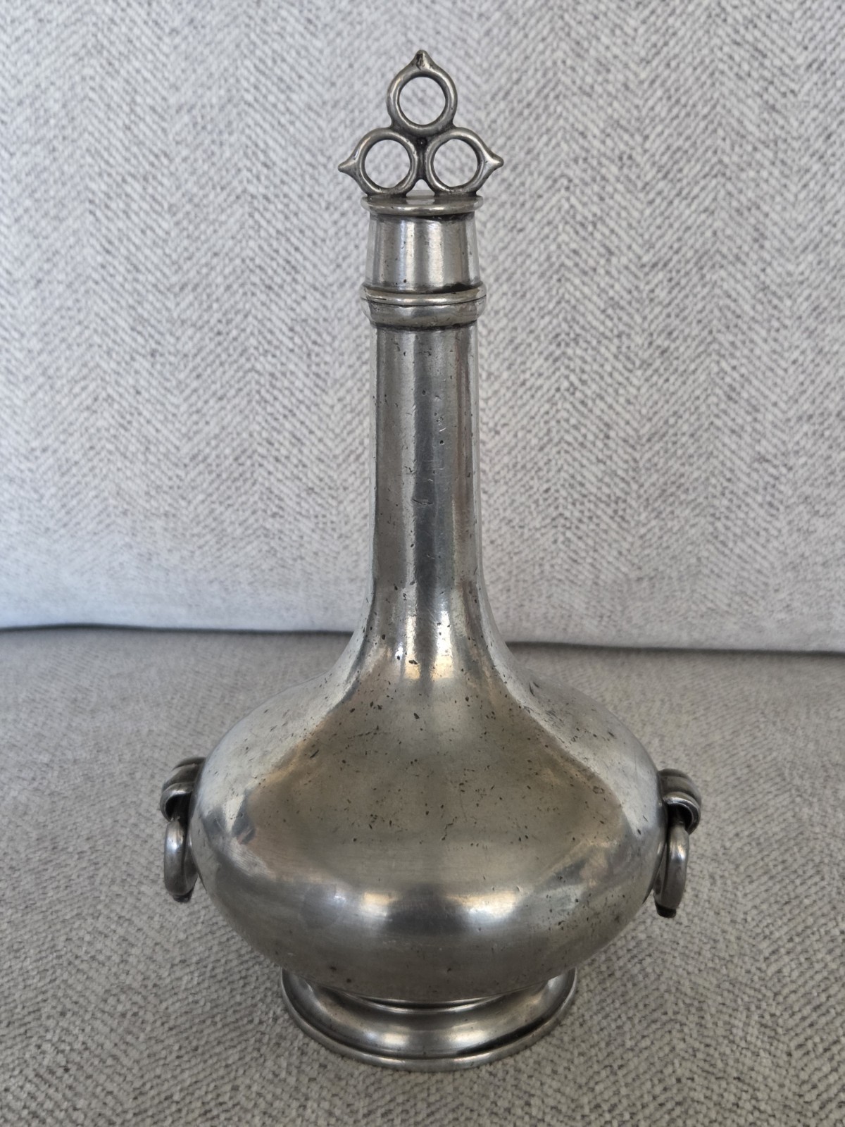 Collectible Cosi Tabellini Pewter Decanter With Clover Shaped Lid Made in Italy Collectible Cosi Tabellini Pewter Decanter With Clover Shaped Lid Made in Italy