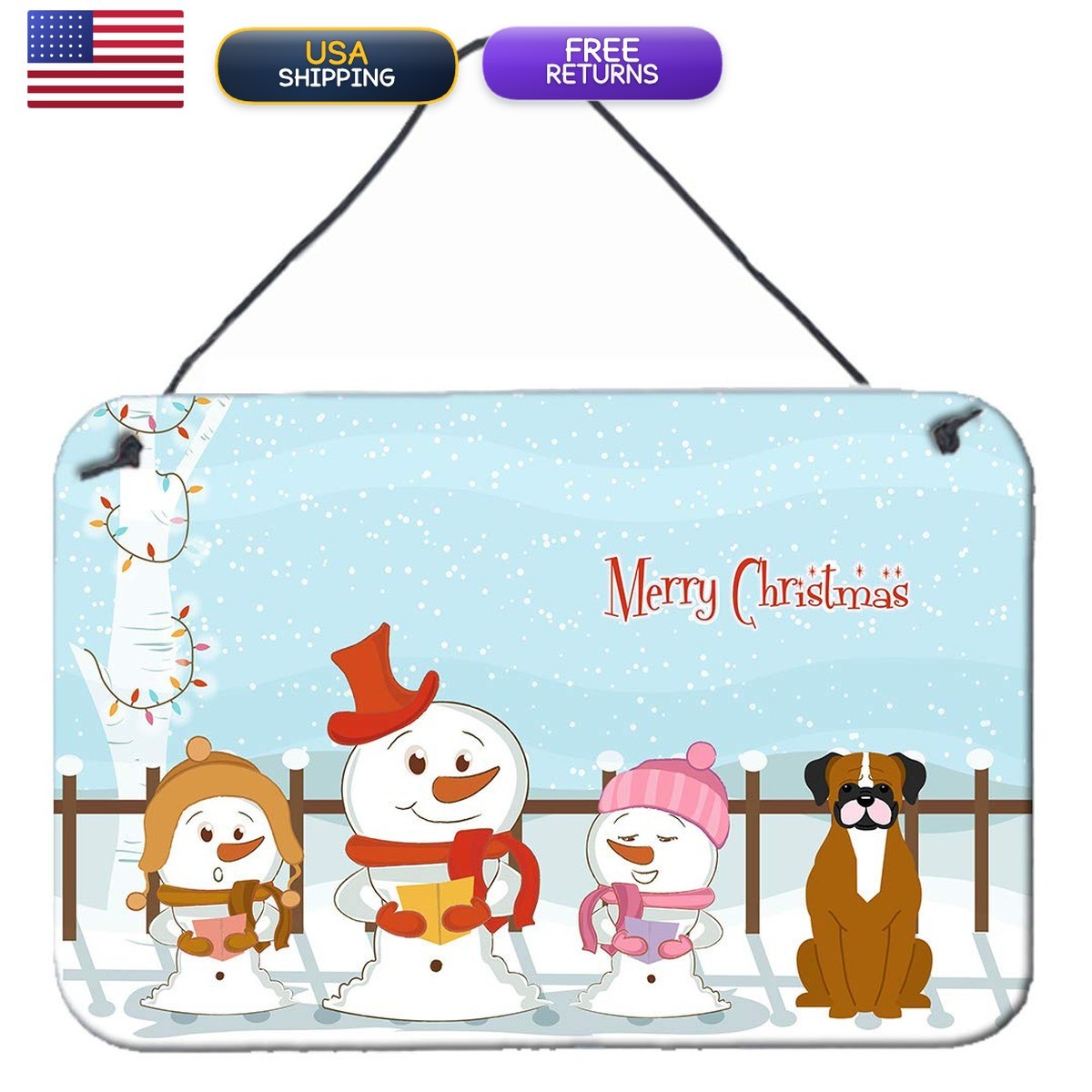 Caroline's Treasures BB2447DS812 Merry Christmas Carolers Flashy Fawn Boxer Caroline's Treasures BB2447DS812 Merry Christmas Carolers Flashy Fawn Boxer