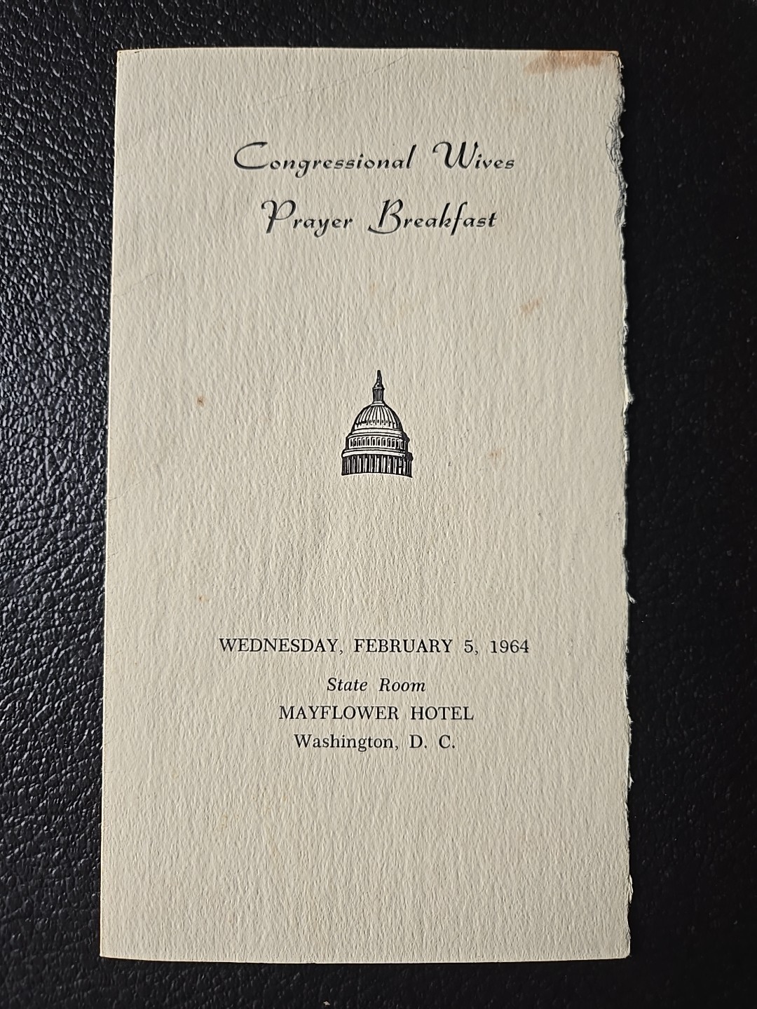 RARE 1964 Congressional Wives Prayer Breakfast Program - Lyndon B. Johnson