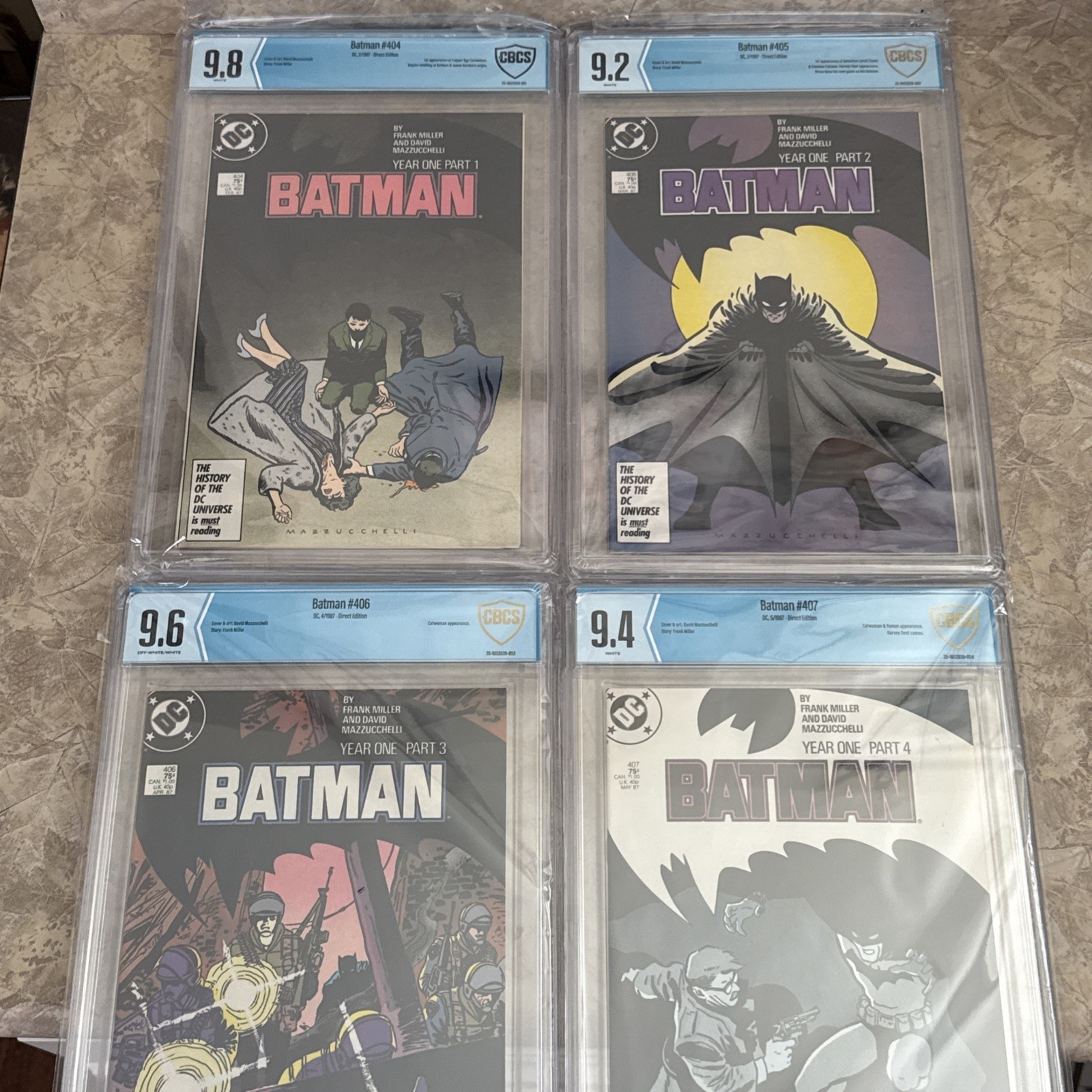 Batman #404-407 CGC Year One Complete Set 9.8 9.2 9.6 9.4 Miller 1987 Batman #404-407 CGC Year One Complete Set 9.8 9.2 9.6 9.4 Miller 1987