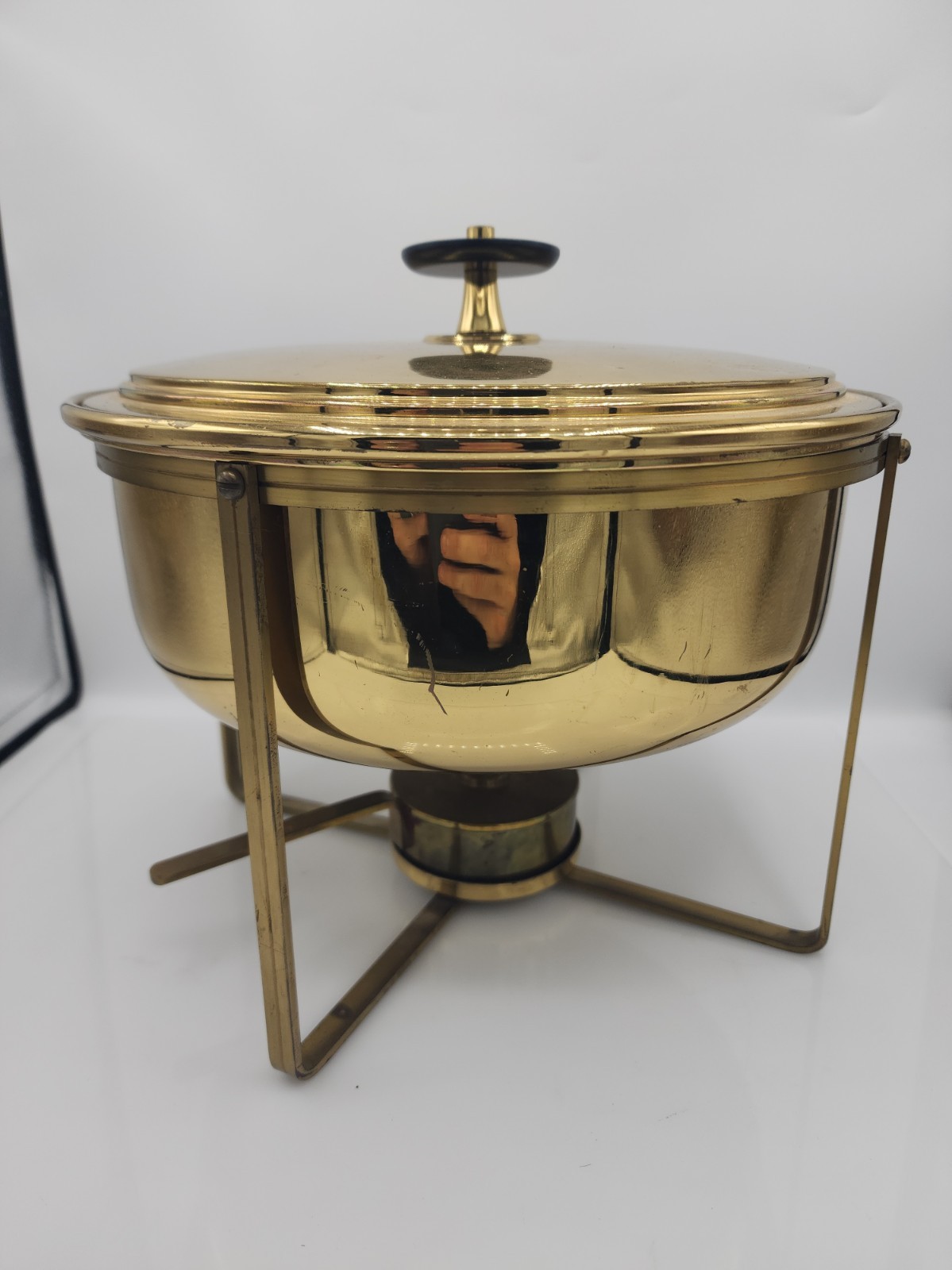 Vtg Tommi Parzinger Dorlyn Silversmiths Brass Chafing Dish Food Warmer MCM Eames