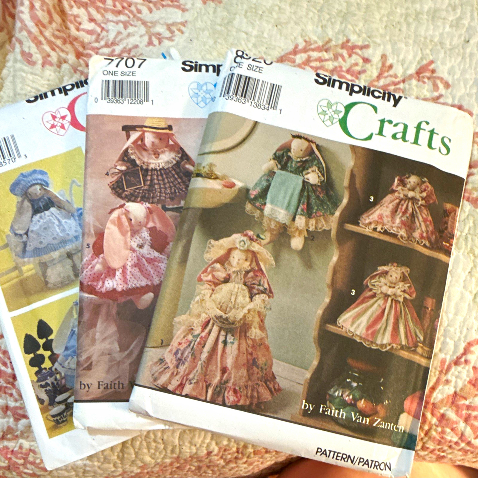 Lot of 3 Simplicity Faith Van Zanten Bunny Sewing Patterns Victorian Craft Uncut