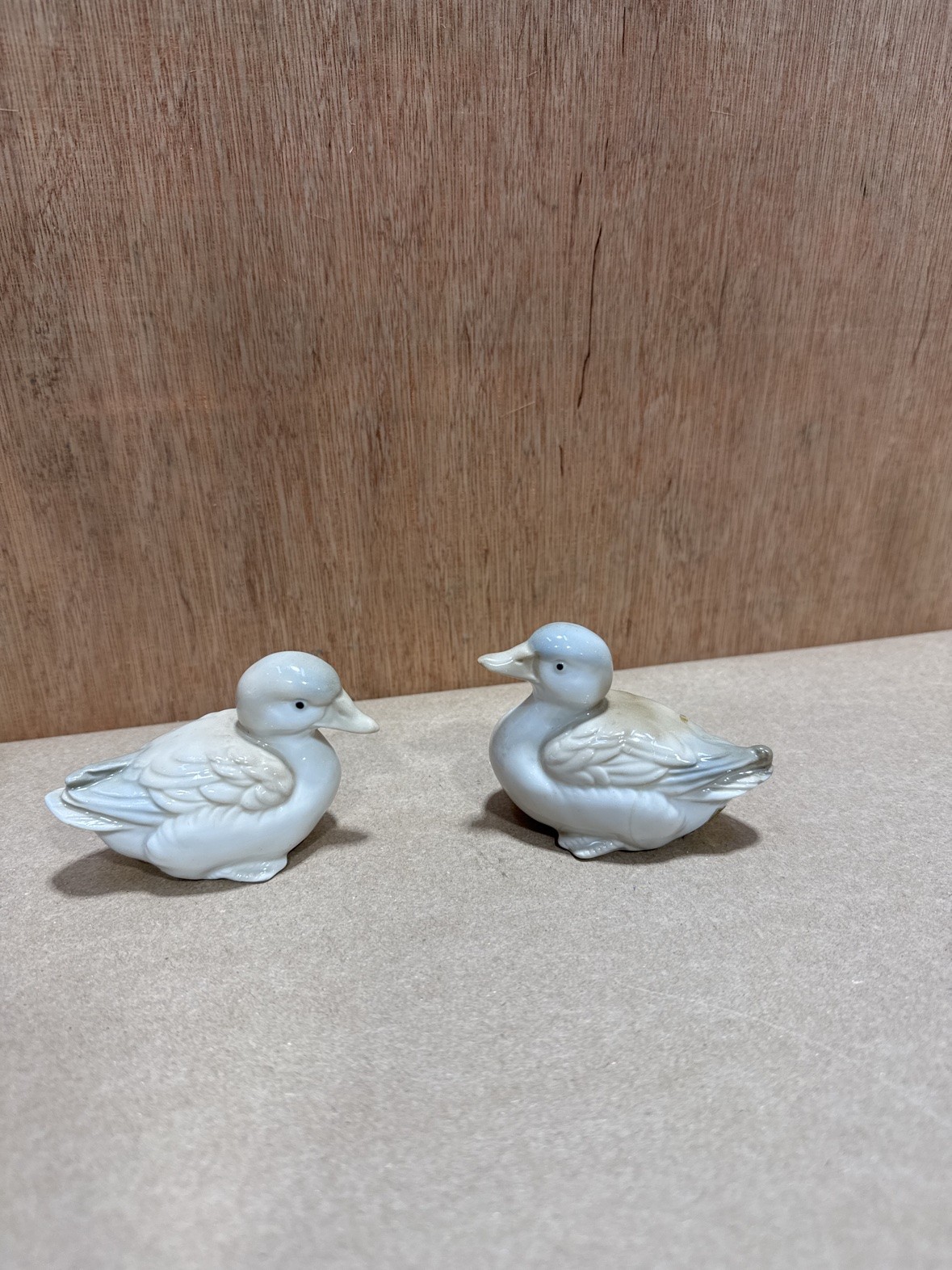 Porcelain Duck Figurines Pair White Small Vintage Style Set Of 2
