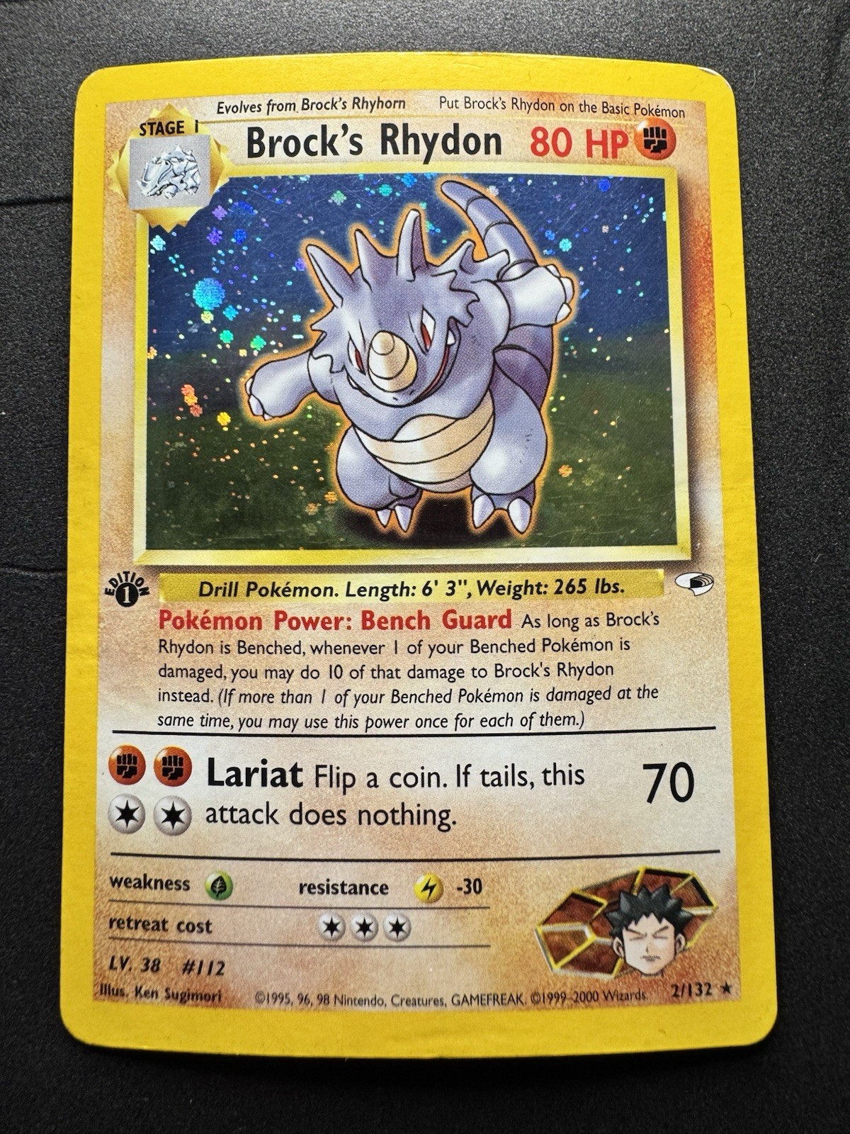 Pokémon TCG Card Brock\'s Rhydon 2/132 1st Edition Gym Heroes Set