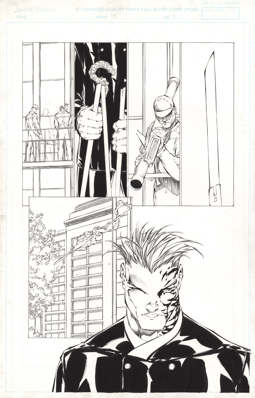 Michael Turner original art - Witchblade 15 page 14 D-Tron inks 1997 TORA NO SHI