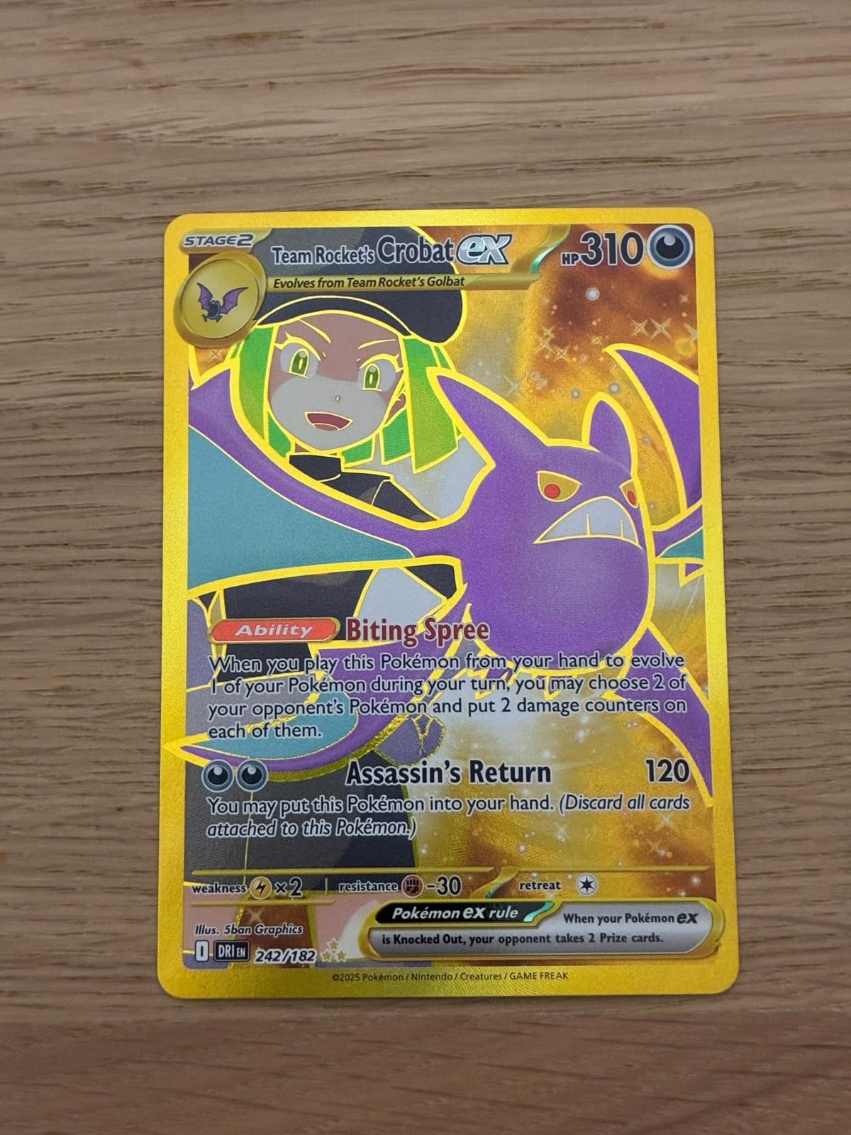 2025 Pokemon Destined Rivals Team Rocket's Crobat ex 242/182 Hyper Rare NM