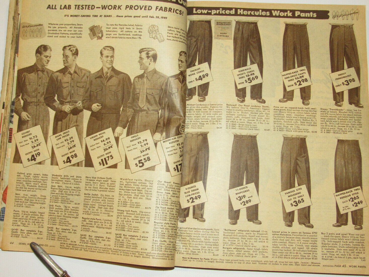 VINTAGE 1949 SEARS MIDWINTER SALE CATALOG 275+ PAGES CLOTHING/TOOLS/SPORTING/+